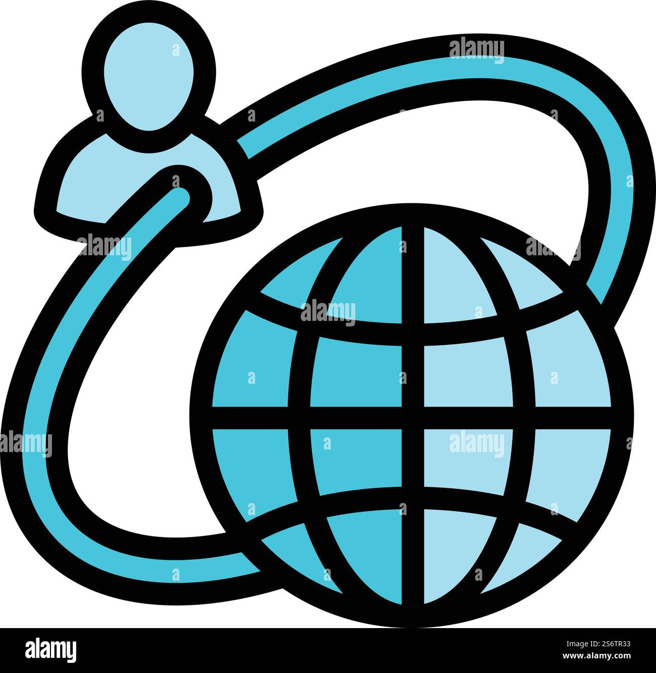 Vettore di contorno dell'icona di business globale. Economia sociale. Contenuti aziendali. Vettore di contorno dell'icona di business globale. Economia sociale Illustrazione Vettoriale