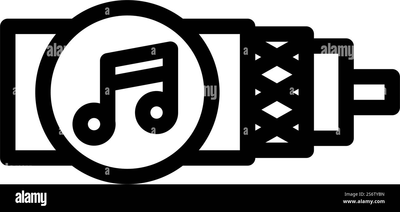 vettore icona linea cavo audio. segnale del cavo audio. illustrazione nera del simbolo del contorno isolato. illustrazione vettoriale dell'icona della linea del cavo audio Illustrazione Vettoriale