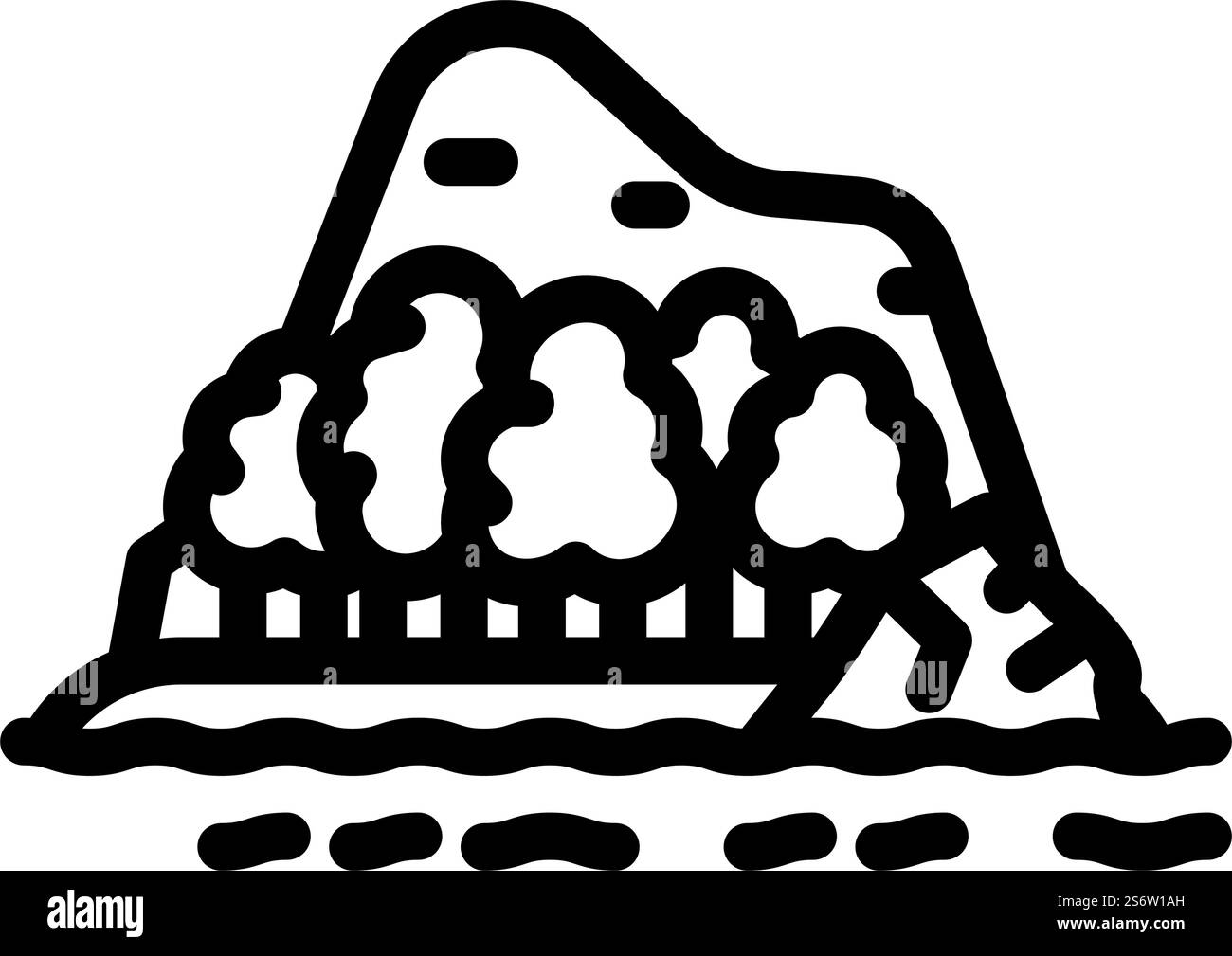 icona vettoriale della linea delle vacanze estive sull'oceano dell'isola. cartello island ocean summer vacation. illustrazione nera del simbolo del contorno isolato. illustrazione vettoriale dell'icona della linea delle vacanze estive dell'oceano dell'isola Illustrazione Vettoriale