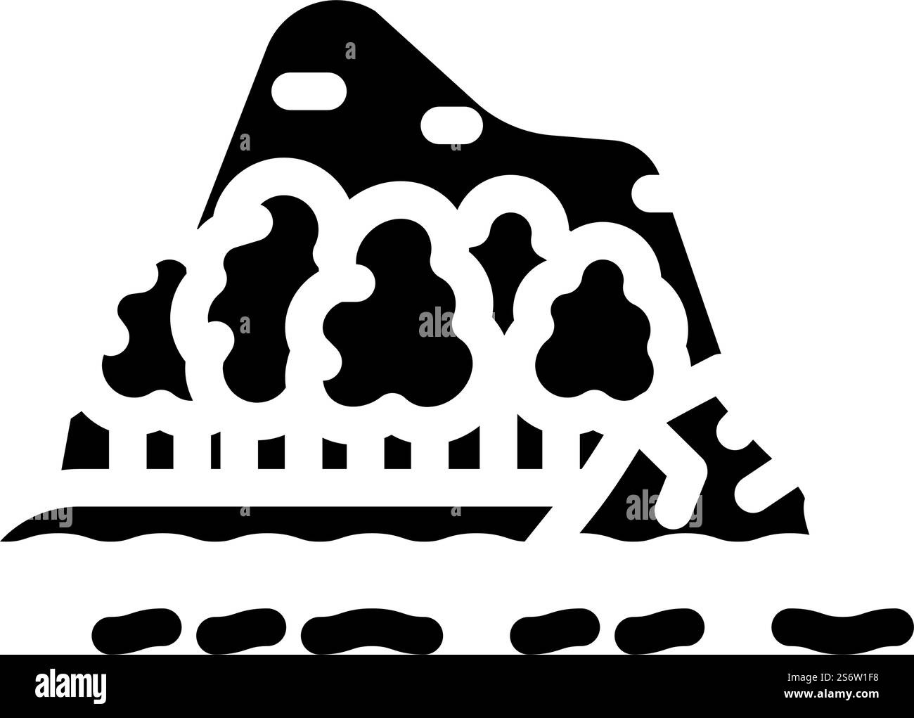 isola oceano vacanza estiva glifo icona vettore. cartello island ocean summer vacation. illustrazione nera del simbolo del contorno isolato. illustrazione vettoriale dell'icona del glifo delle vacanze estive dell'oceano dell'isola Illustrazione Vettoriale