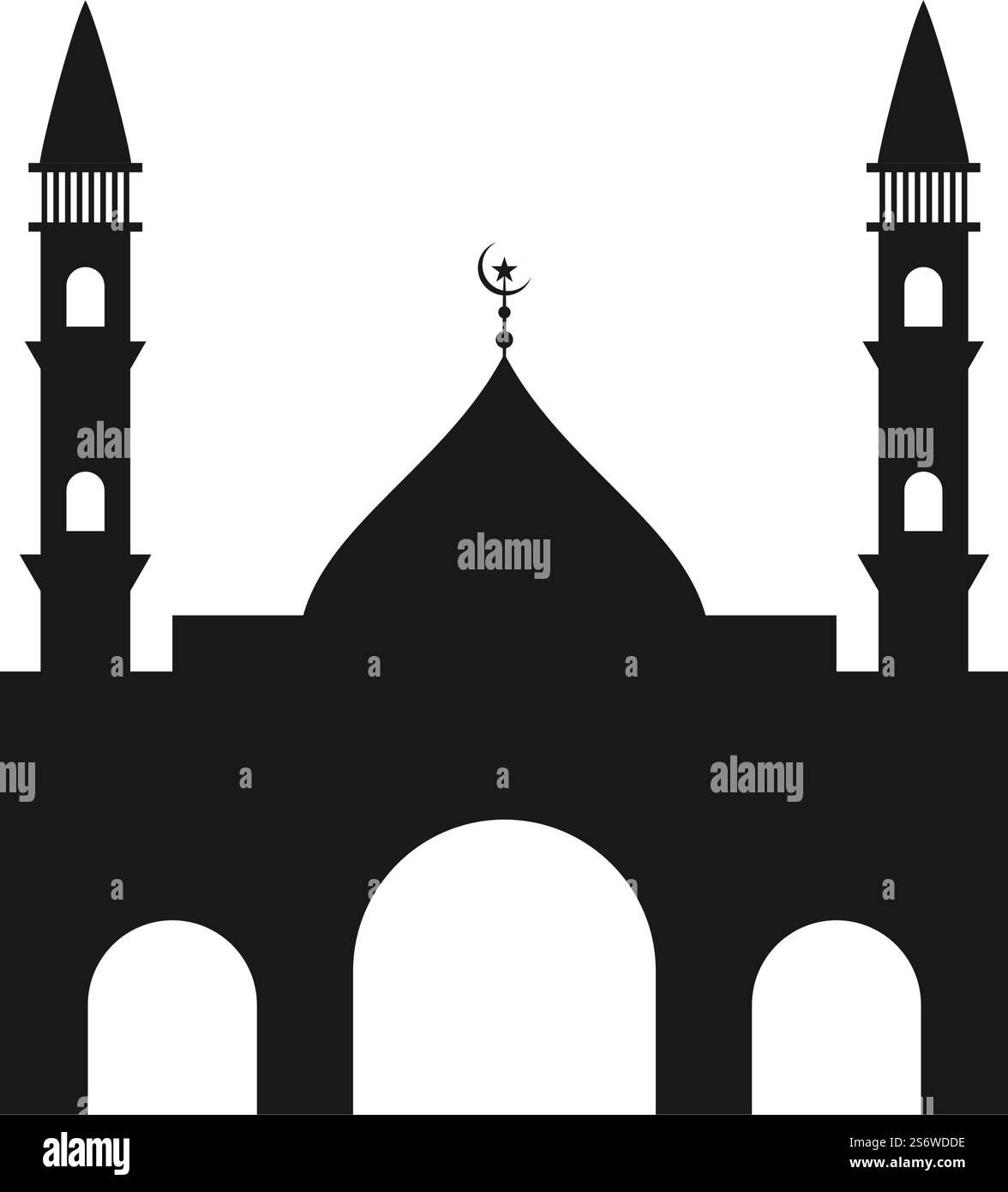 Moschea Ramadhan kareem banner per poster o carta da parati a disegno piatto vettoriale Illustrazione Vettoriale