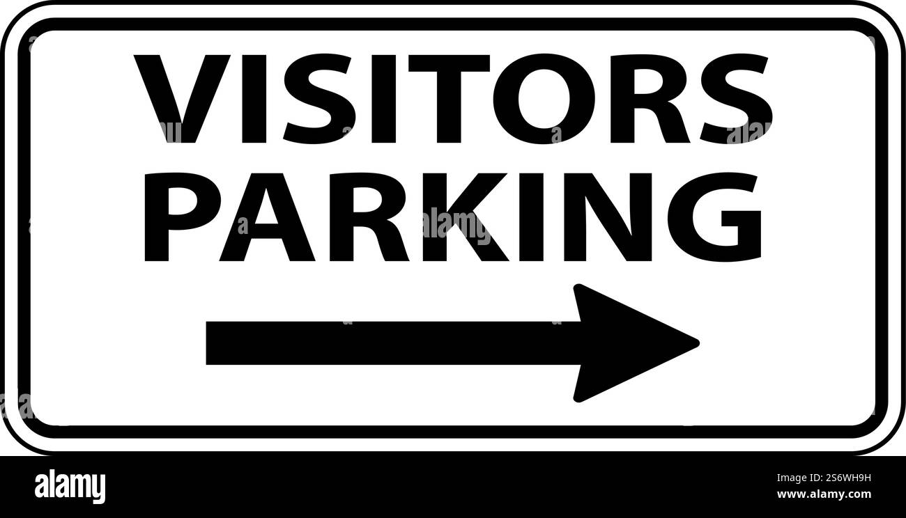 I visitatori che parchano il segnale freccia destra su sfondo bianco Illustrazione Vettoriale