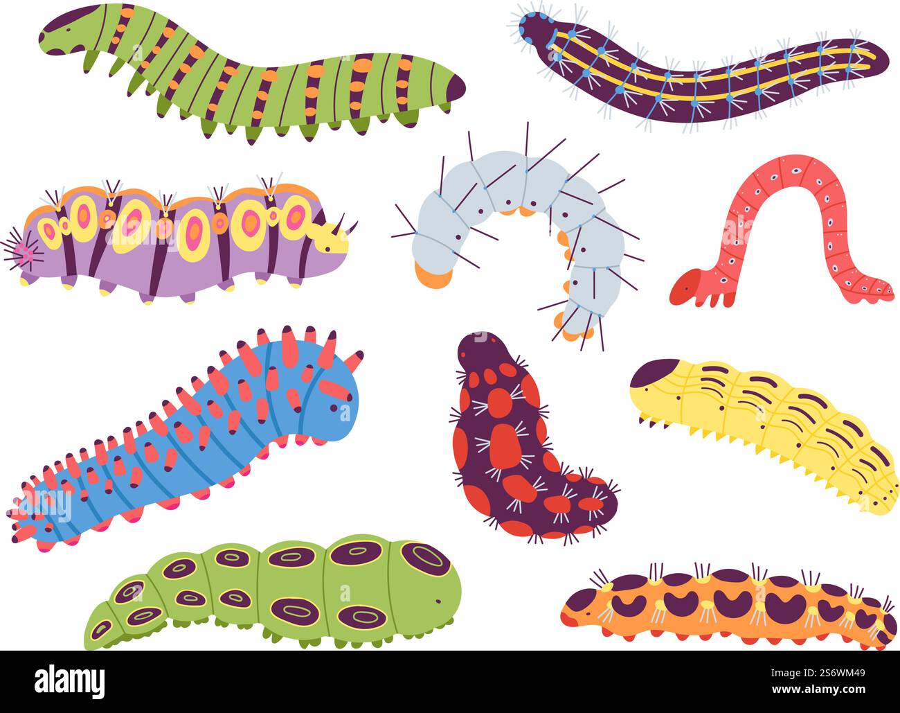 Pilastri primaverili. bruco degli insetti dei cartoni animati, graziosi giardini e animali selvatici della foresta. Doodle Summer Centipede, divertente baby lavra, un vettoriale decente. Illustrazione di un animale della natura caterpillar. Pilastri primaverili. bruco degli insetti dei cartoni animati, graziosi giardini e animali selvatici della foresta. Doodle Summer Centipede, divertente baby lavra, un vettoriale decente Illustrazione Vettoriale