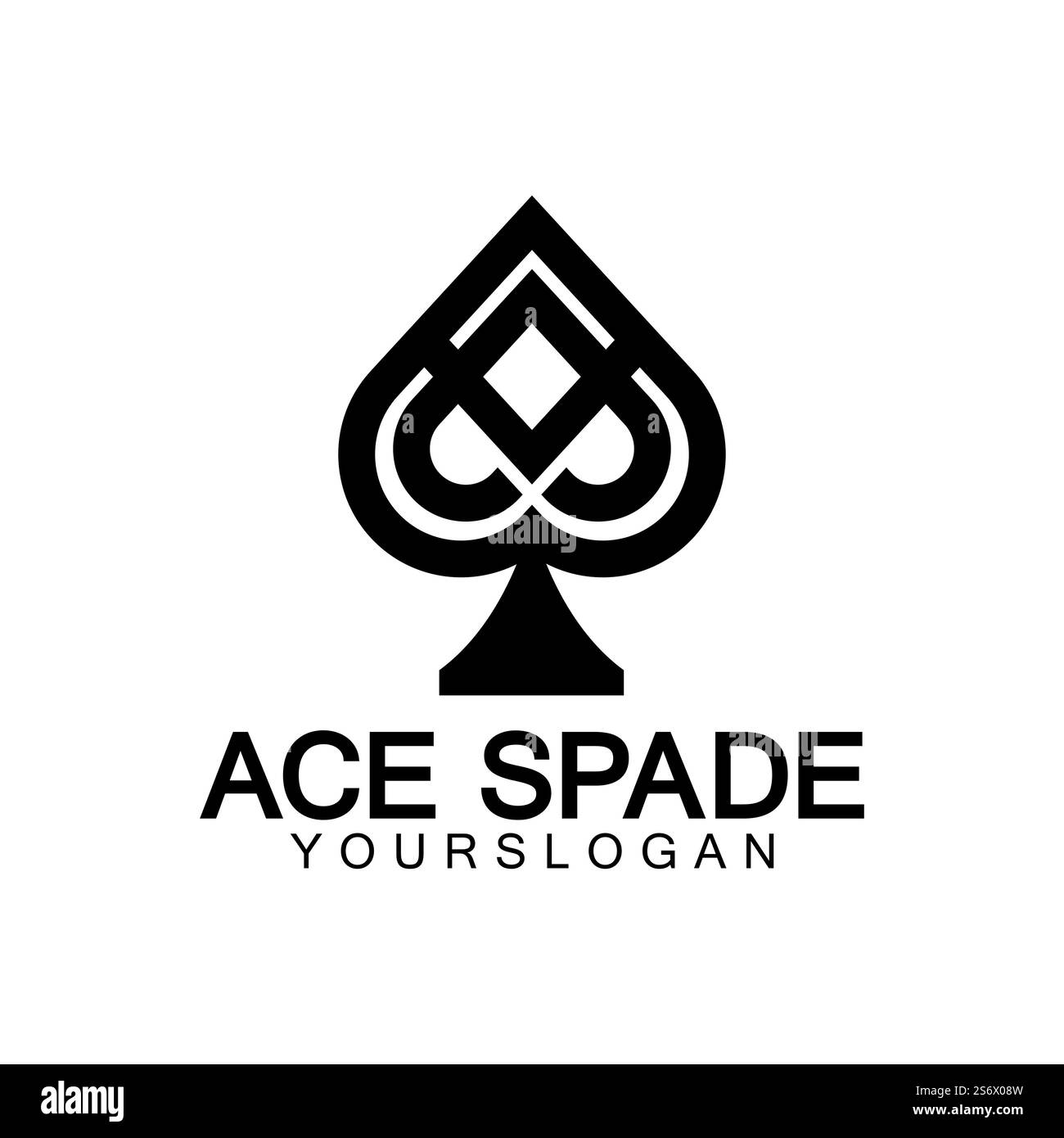 Design del logo ACE of Spades. Icona relativa piatta per applicazioni Web e mobili. Può essere utilizzato come logo, pittogramma, icona, elemento infografico. Illustrazione. Illustrazione Vettoriale