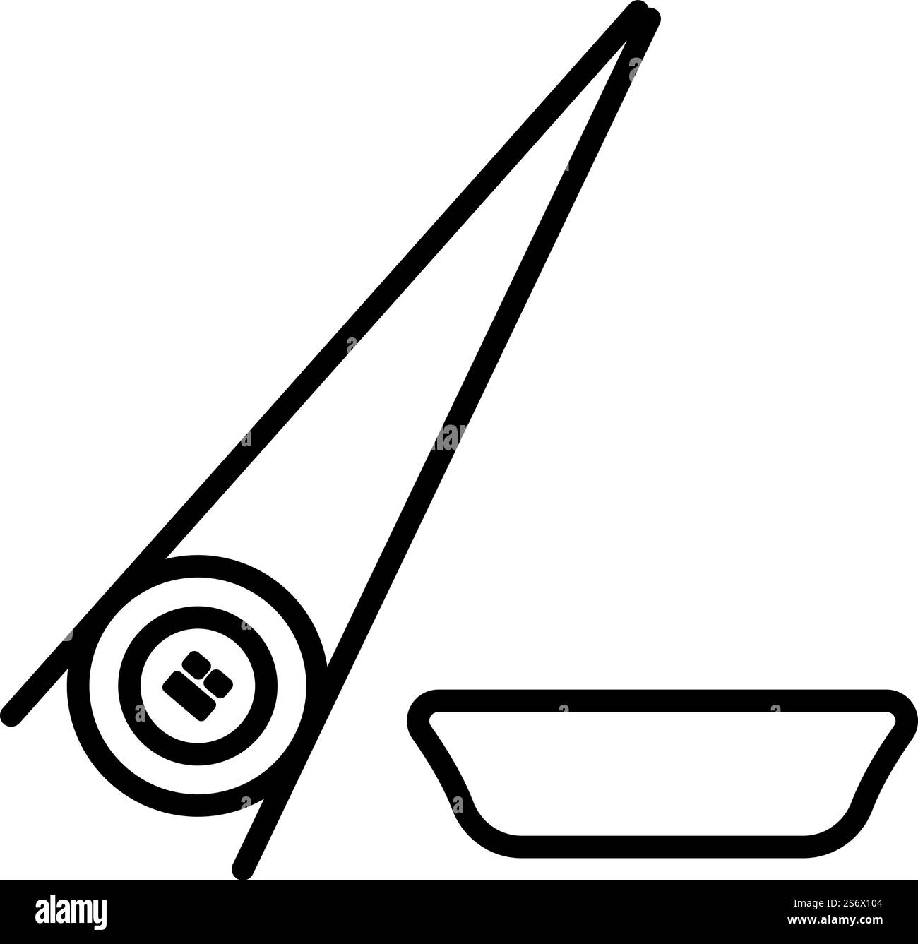 Icona di sushi con bastoncini. Design di contorni in grassetto con larghezza traccia modificabile. Illustrazione vettoriale. Illustrazione Vettoriale