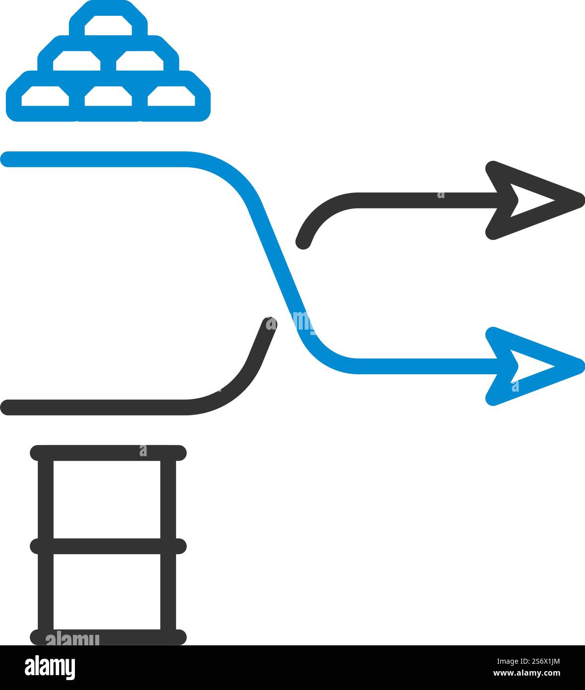Icona del grafico di confronto oro e olio. Contorno grassetto modificabile con disegno di riempimento a colori. Illustrazione vettoriale. Illustrazione Vettoriale