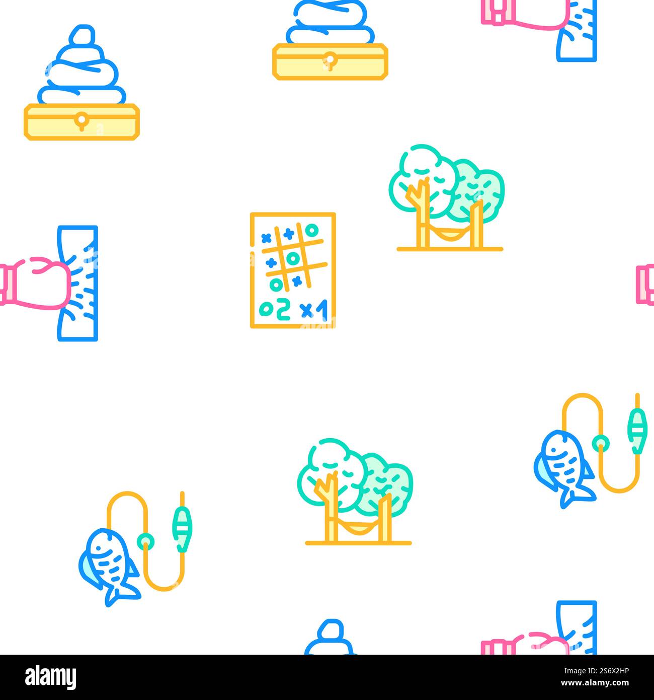 Illustrazione della linea di colore del modello senza cuciture del vettore del tempo di terapia rilassante. Sequenza senza cuciture vettore tempo terapia relax Illustrazione Vettoriale