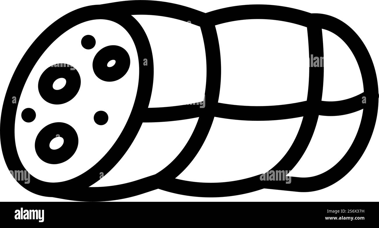 vettore icona della linea alimentare delle salsicce. etichetta del cibo delle salsicce. illustrazione nera del simbolo del contorno isolato. illustrazione vettoriale dell'icona della linea alimentare delle salsicce Illustrazione Vettoriale