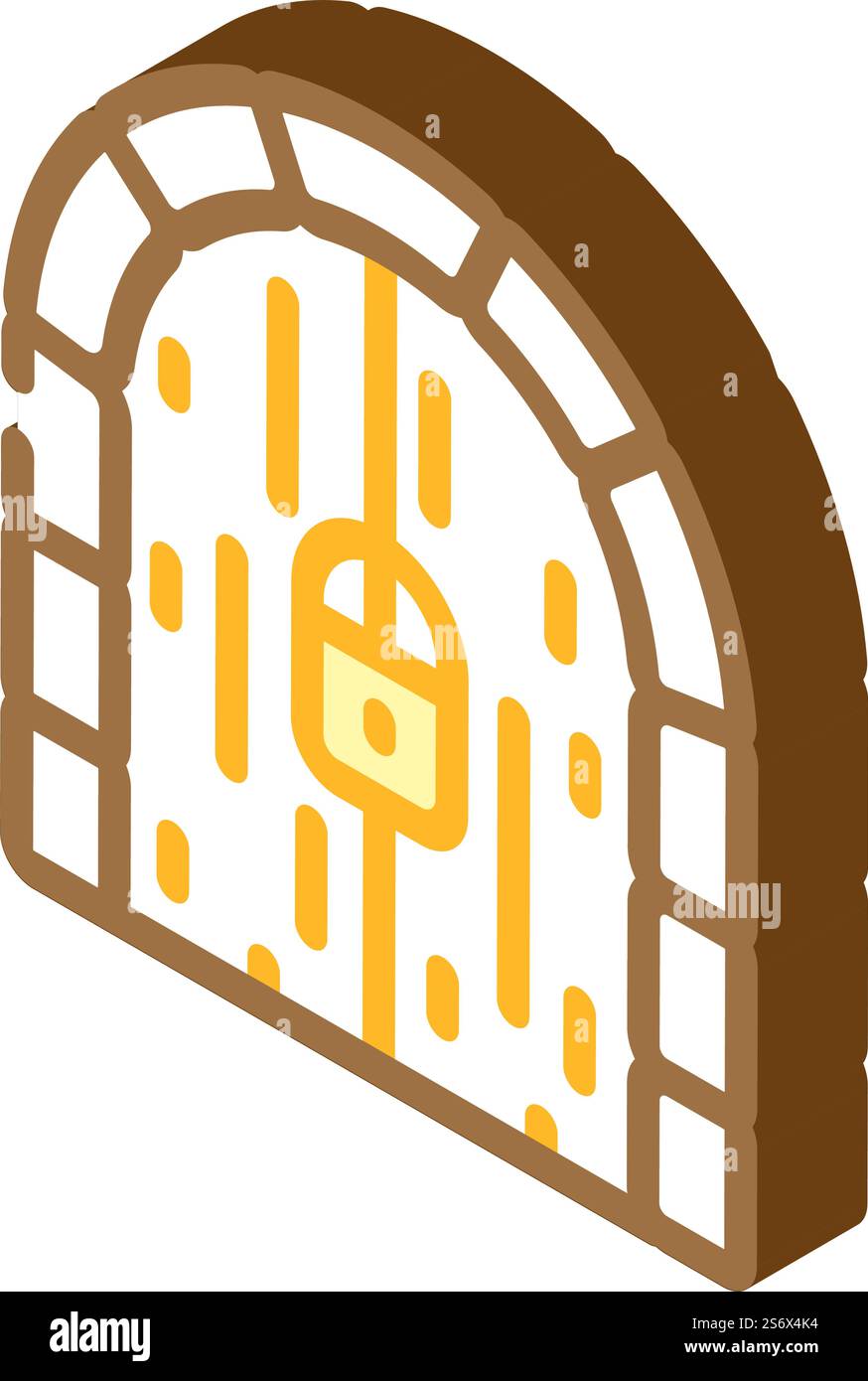 porte per custodire il vettore isometrico dell'icona. cancelli al cartello del tesoro. illustrazione del simbolo isolato. immagini vettoriali con icone isometriche Illustrazione Vettoriale