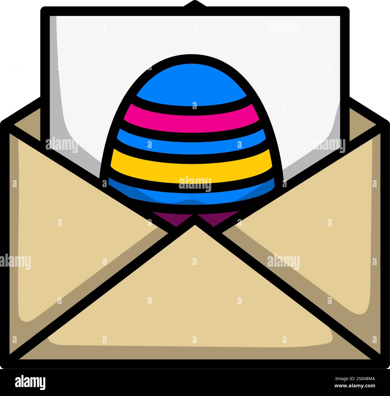 Avvolge con l'icona delle uova di Pasqua. Contorno grassetto modificabile con disegno di riempimento a colori. Illustrazione vettoriale. Illustrazione Vettoriale