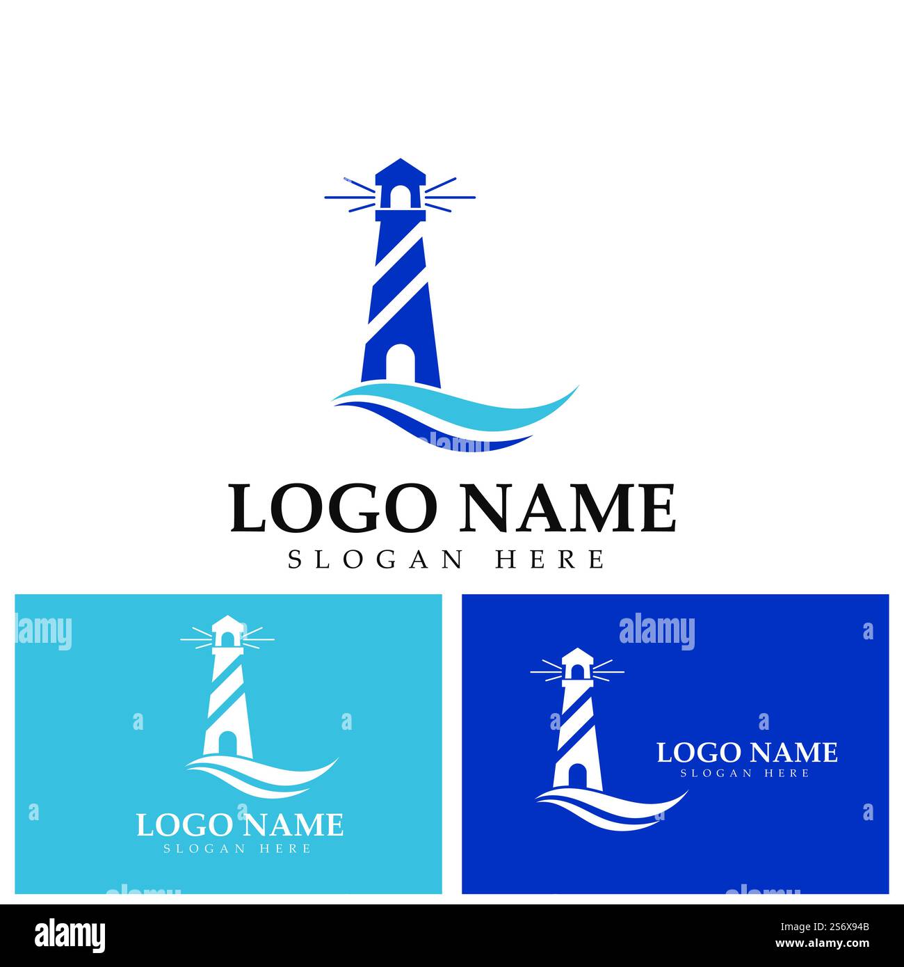 modello vettoriale dell'icona del logo del faro Illustrazione Vettoriale