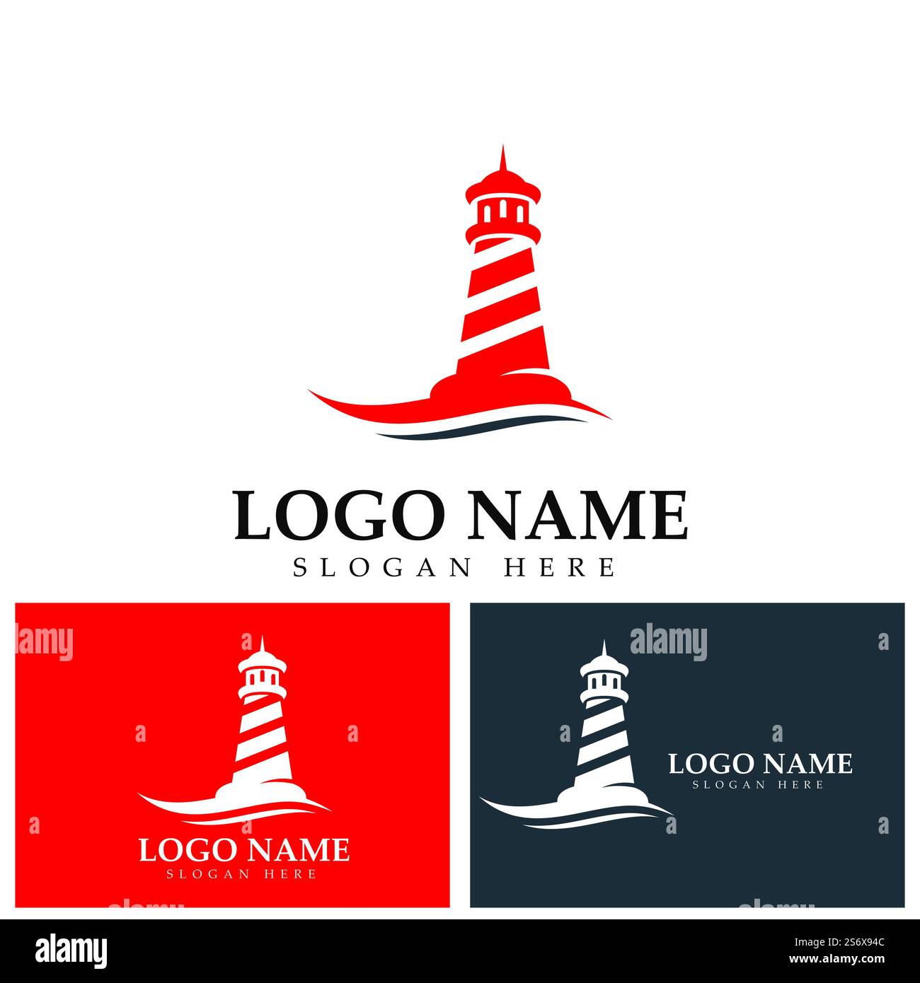 modello vettoriale dell'icona del logo del faro Illustrazione Vettoriale