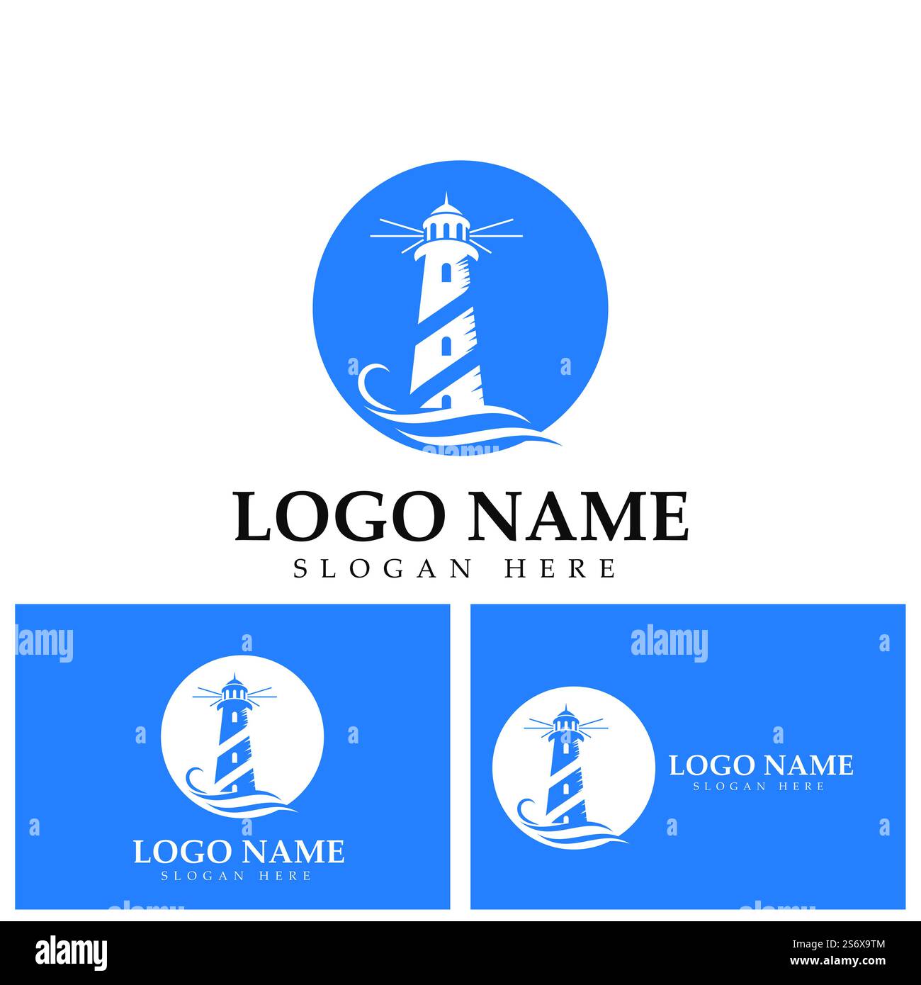 modello vettoriale dell'icona del logo del faro Illustrazione Vettoriale