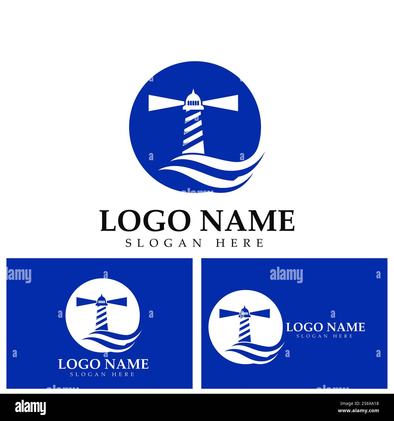 modello vettoriale dell'icona del logo del faro Illustrazione Vettoriale