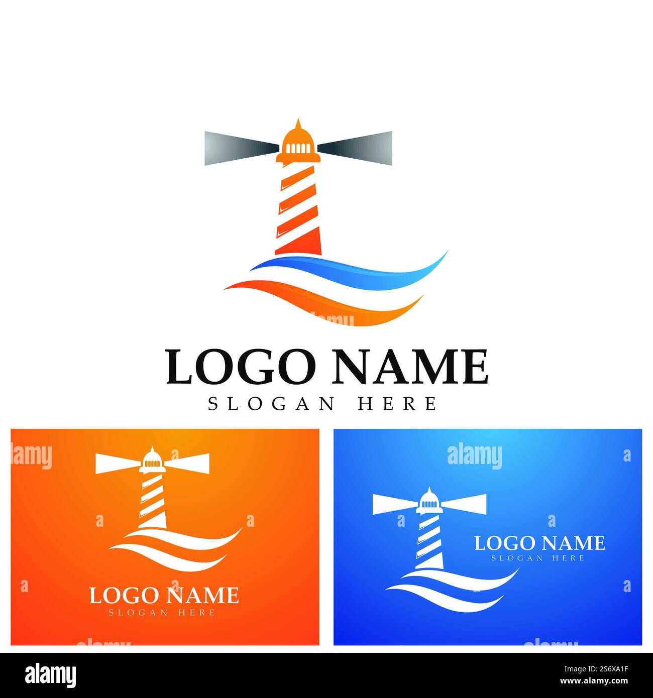 modello vettoriale dell'icona del logo del faro Illustrazione Vettoriale