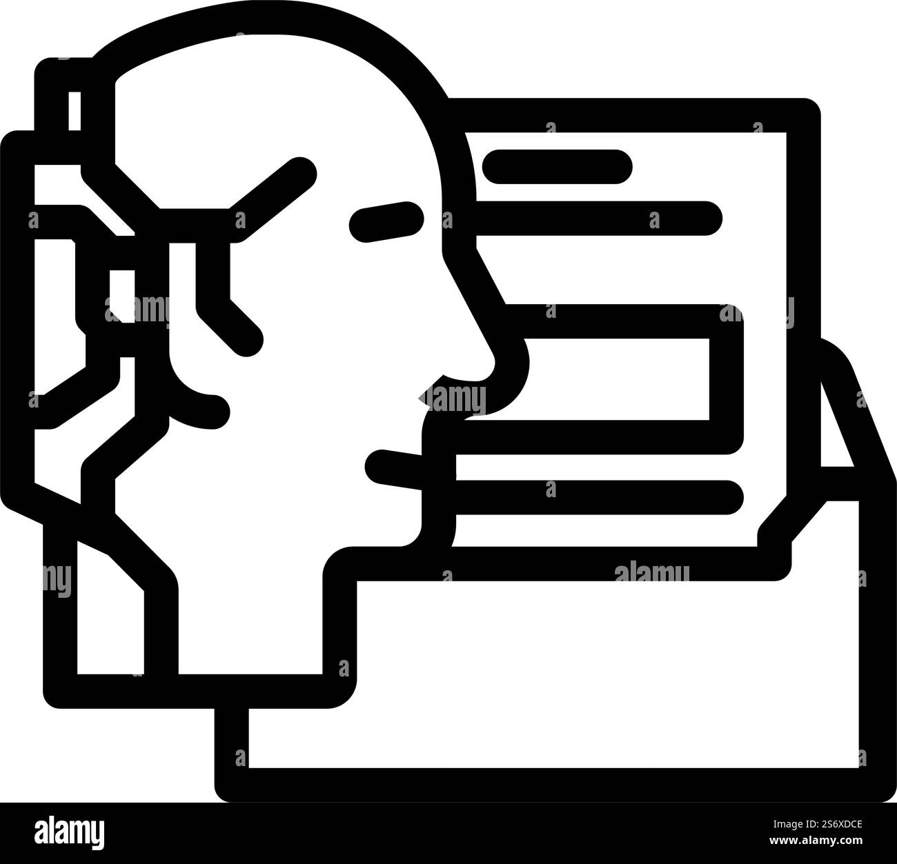 vettore dell'icona della linea di personalizzazione dell'intelligenza artificiale. segnale di personalizzazione ai. illustrazione nera del simbolo del contorno isolato. illustrazione vettoriale dell'icona della linea di personalizzazione dell'intelligenza artificiale Illustrazione Vettoriale
