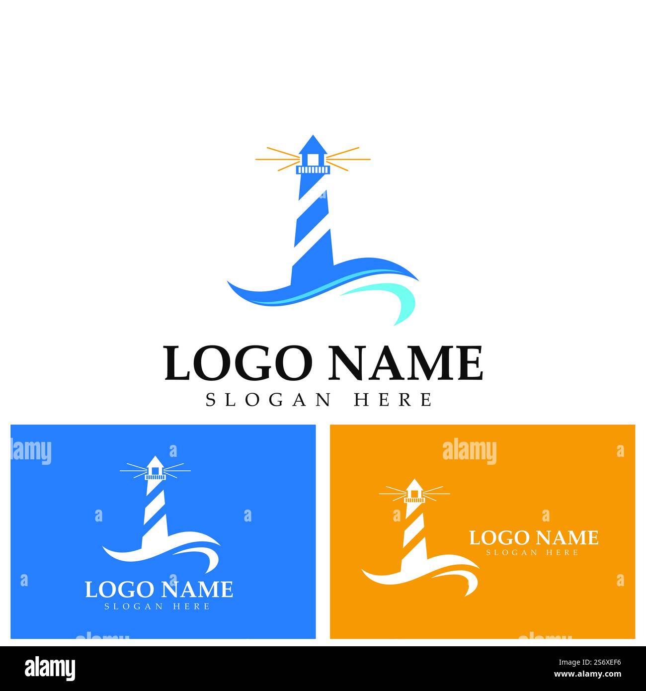 modello vettoriale dell'icona del logo del faro Illustrazione Vettoriale