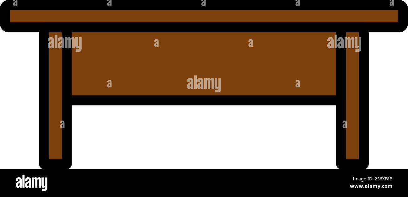 Icona Tavolino. Contorno grassetto modificabile con disegno riempimento colore. Illustrazione vettoriale. Illustrazione Vettoriale