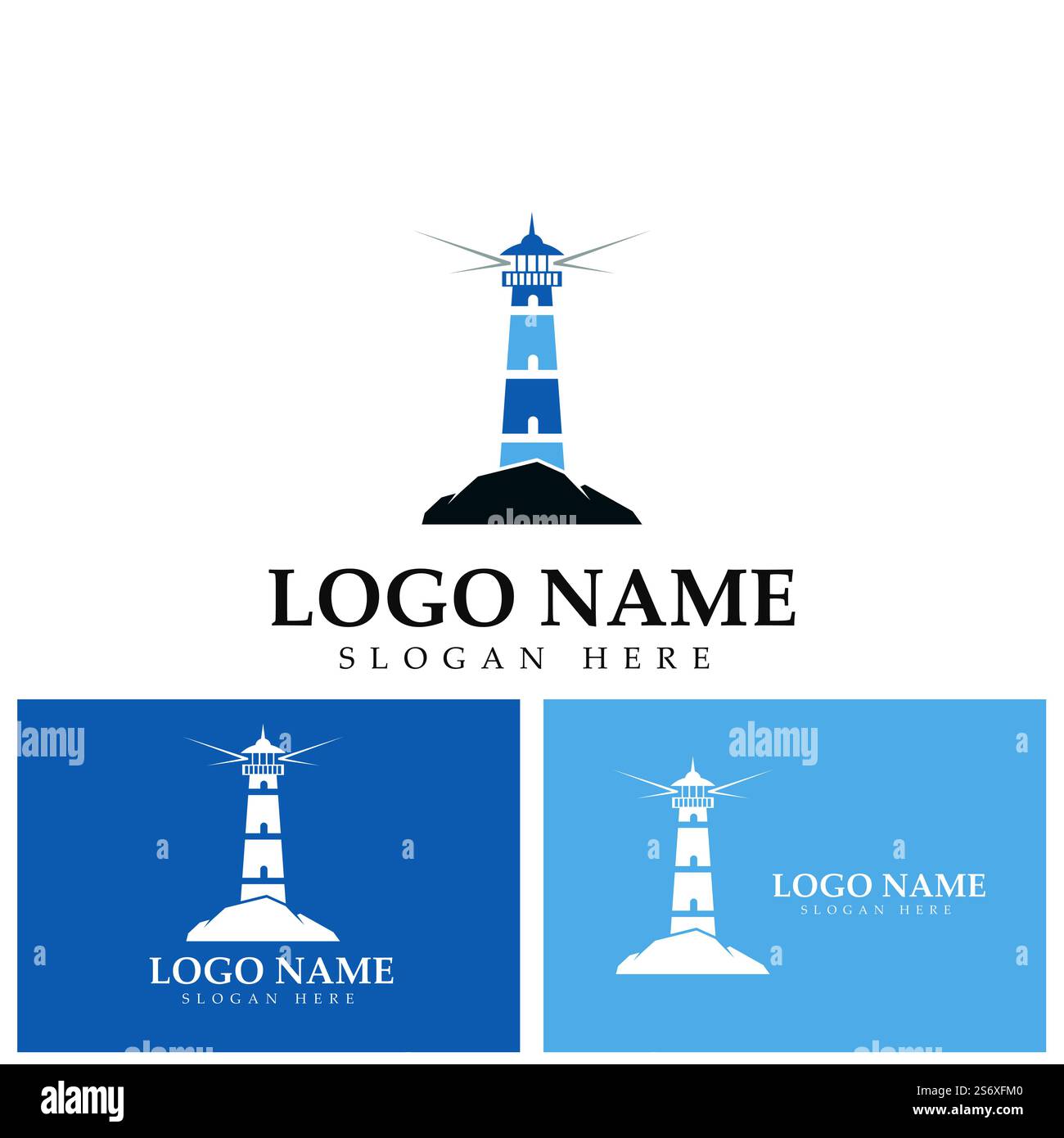 modello vettoriale dell'icona del logo del faro Illustrazione Vettoriale