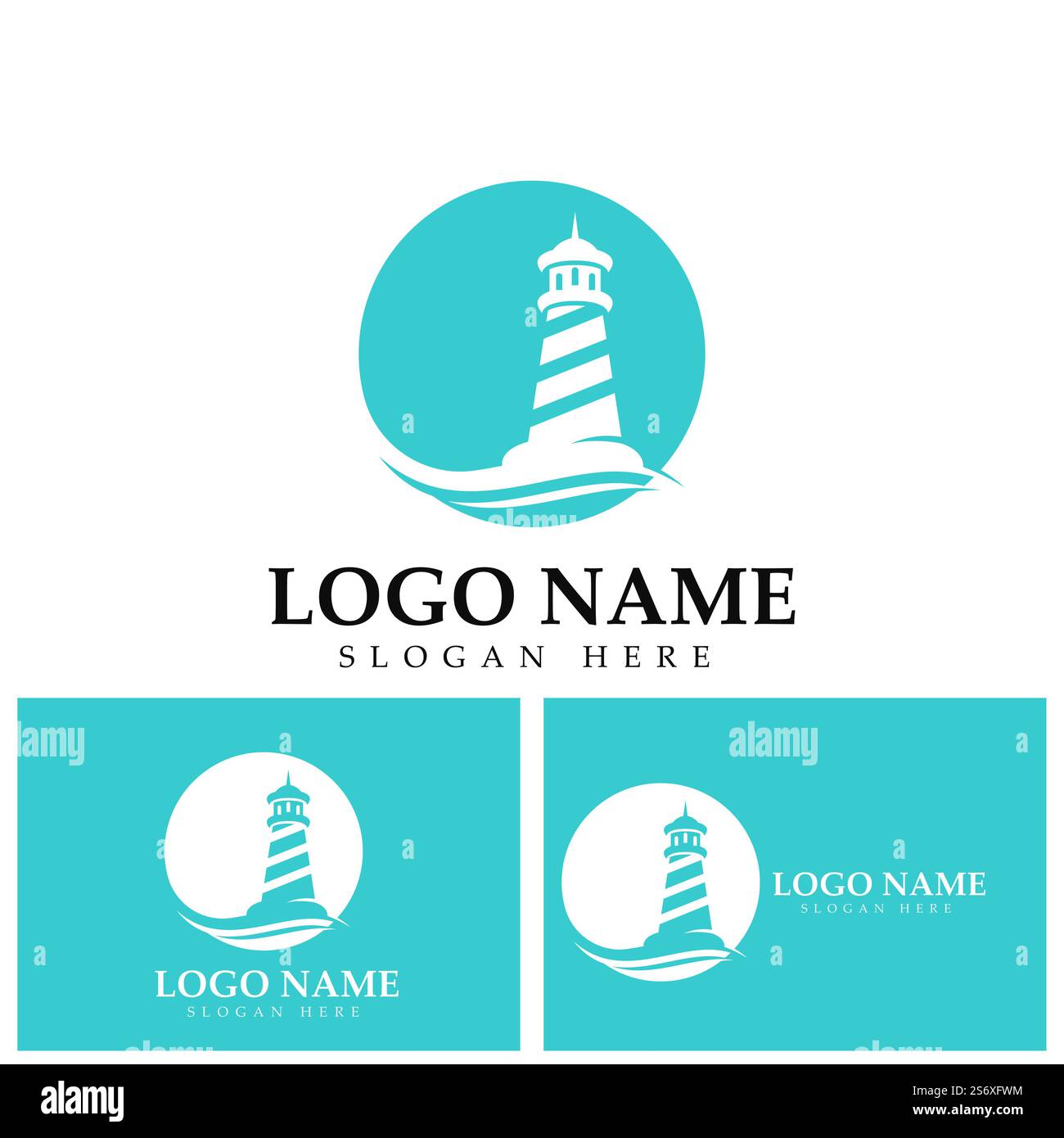 modello vettoriale dell'icona del logo del faro Illustrazione Vettoriale