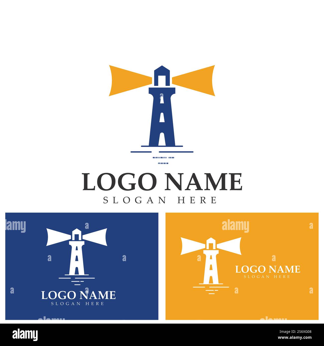 modello vettoriale dell'icona del logo del faro Illustrazione Vettoriale