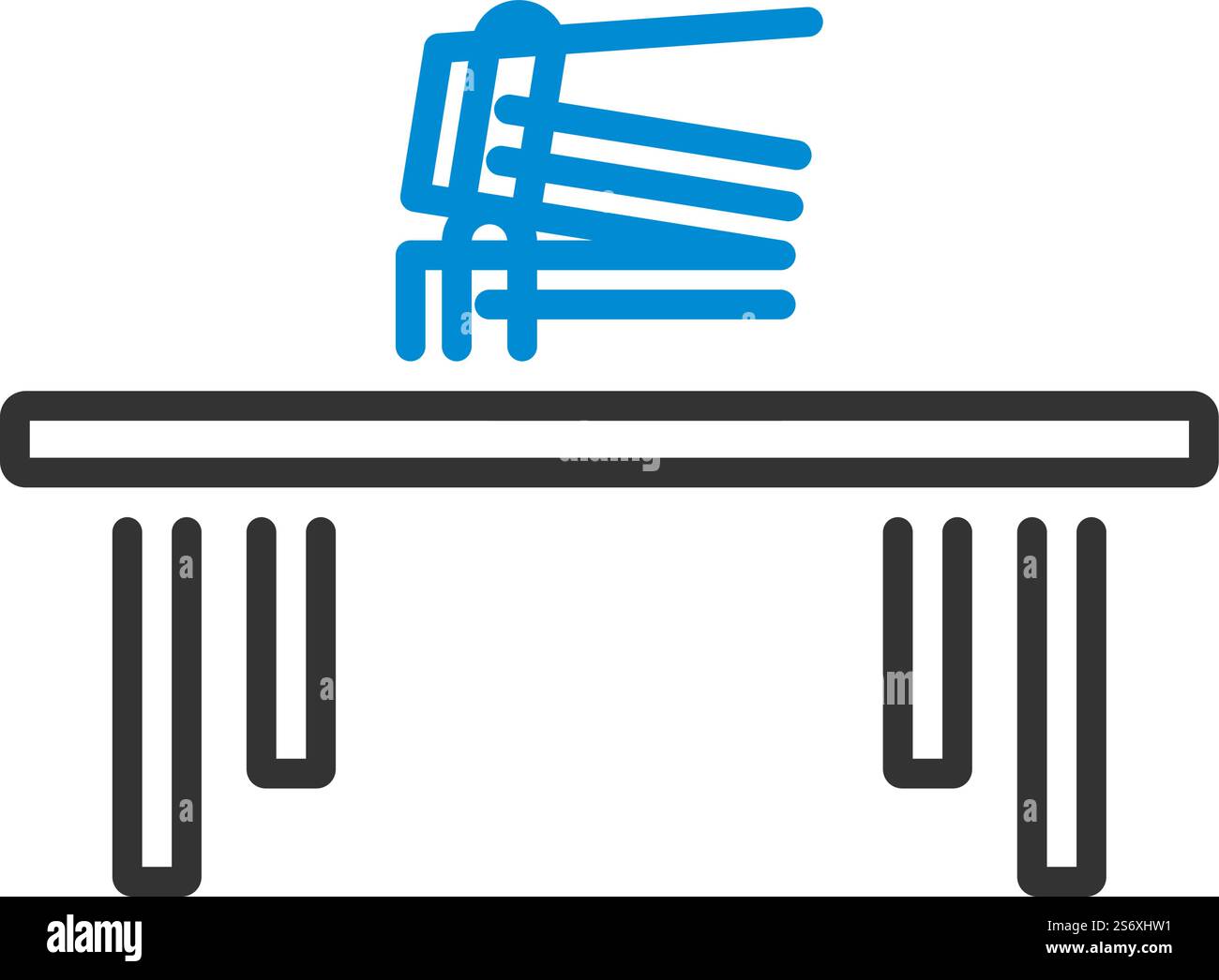 Icona Tabella basso di Office. Contorno grassetto modificabile con disegno riempimento colore. Illustrazione vettoriale. Illustrazione Vettoriale