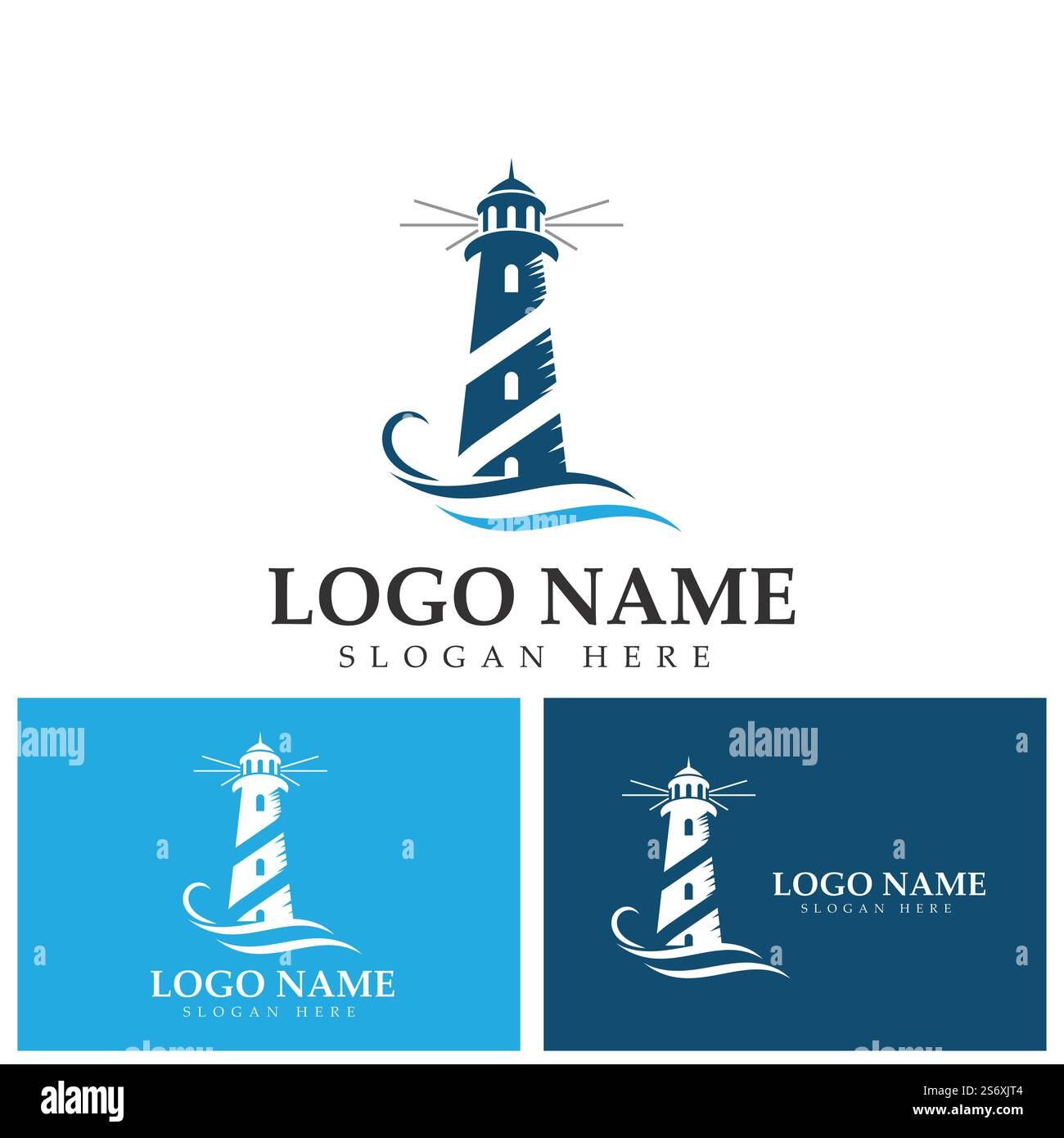 modello vettoriale dell'icona del logo del faro Illustrazione Vettoriale