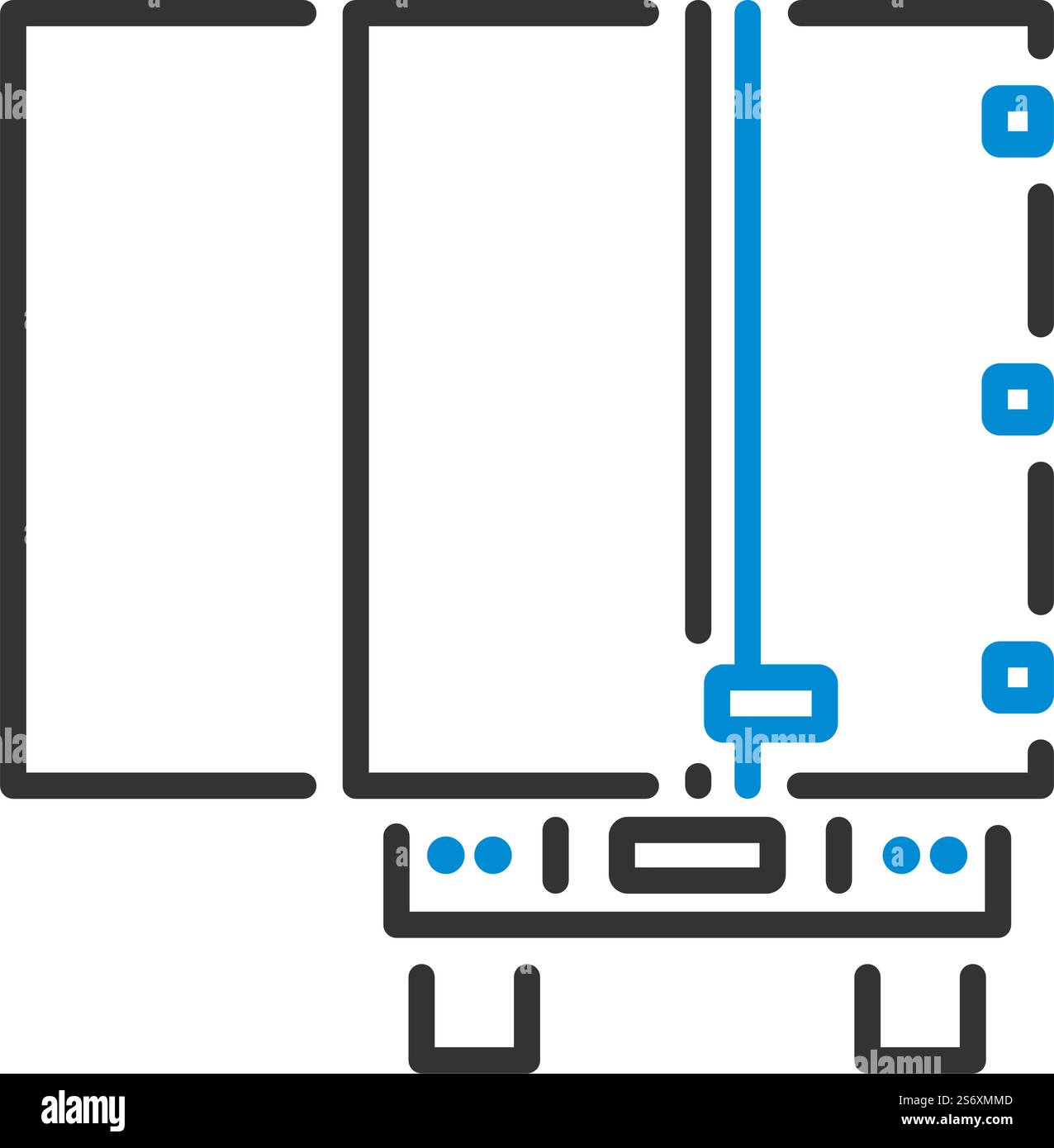Icona Vista posteriore rimorchio motrice. Contorno grassetto modificabile con disegno riempimento colore. Illustrazione vettoriale. Illustrazione Vettoriale