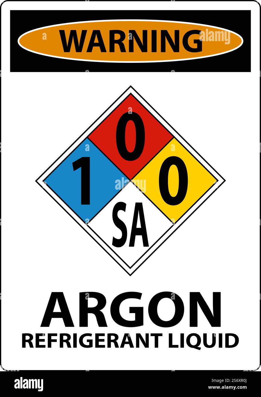 Avvertenza NFPA Argon refrigerante liquido 1-0-0-SA Sign Illustrazione Vettoriale