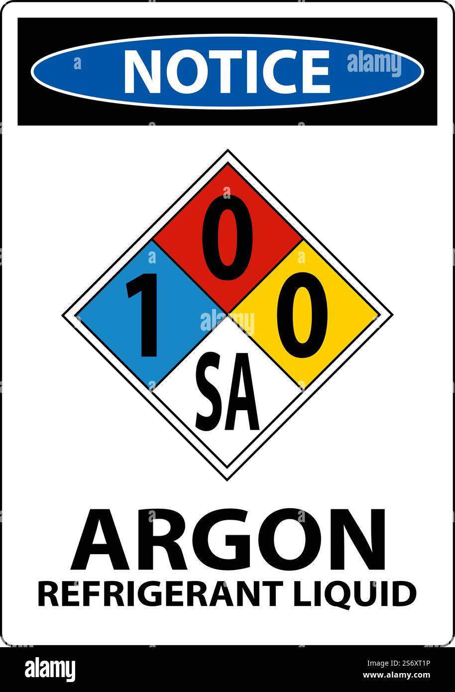 Avviso NFPA Argon refrigerante liquido 1-0-0-SA Sign Illustrazione Vettoriale