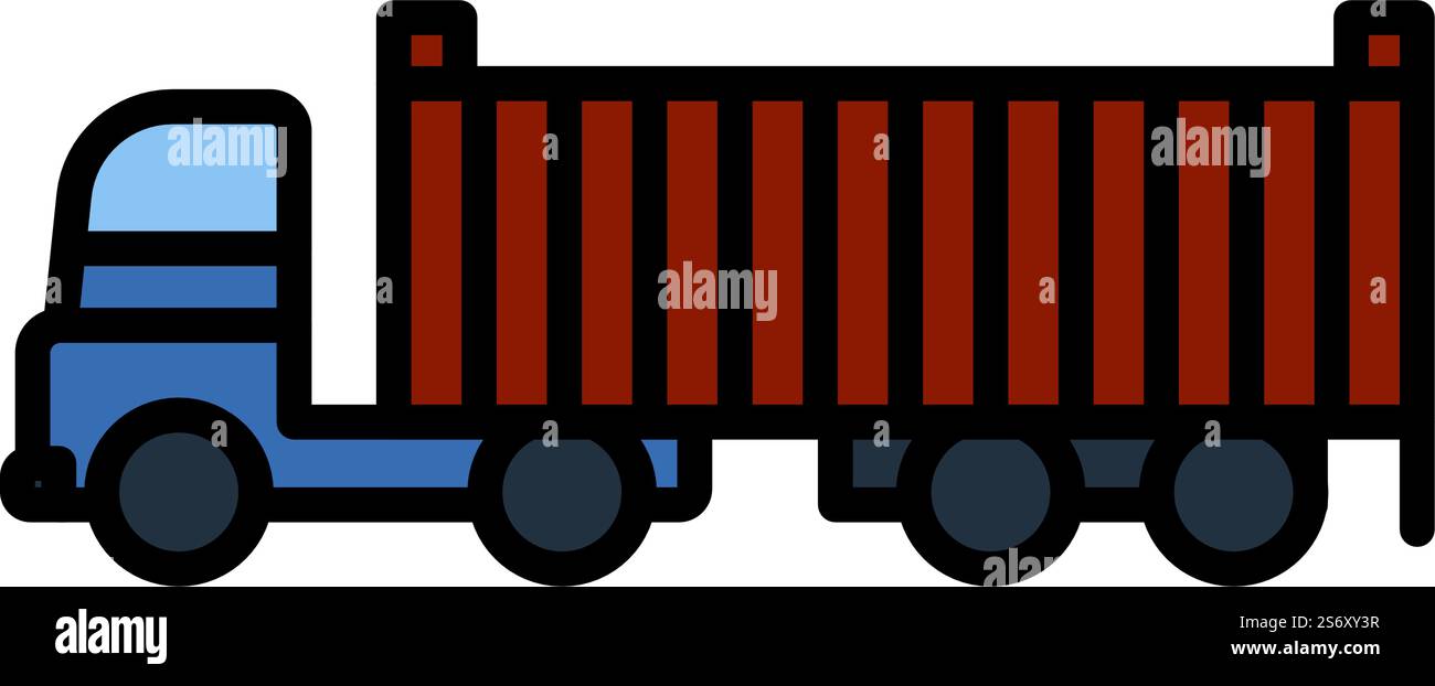 Icona del carrello container. Contorno grassetto modificabile con disegno riempimento colore. Illustrazione vettoriale. Illustrazione Vettoriale