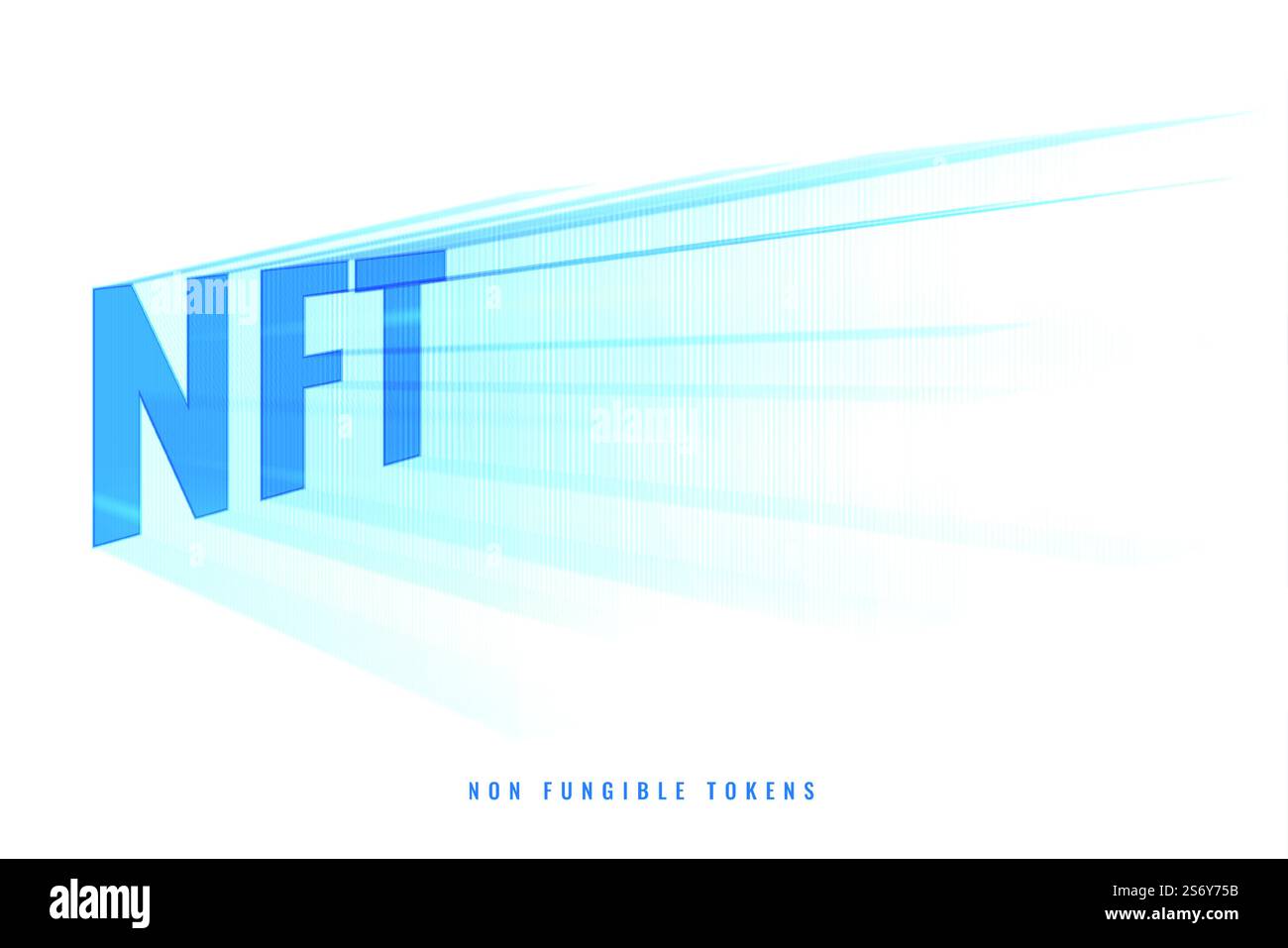 Sfondo poster NFT con raggi blu Illustrazione Vettoriale