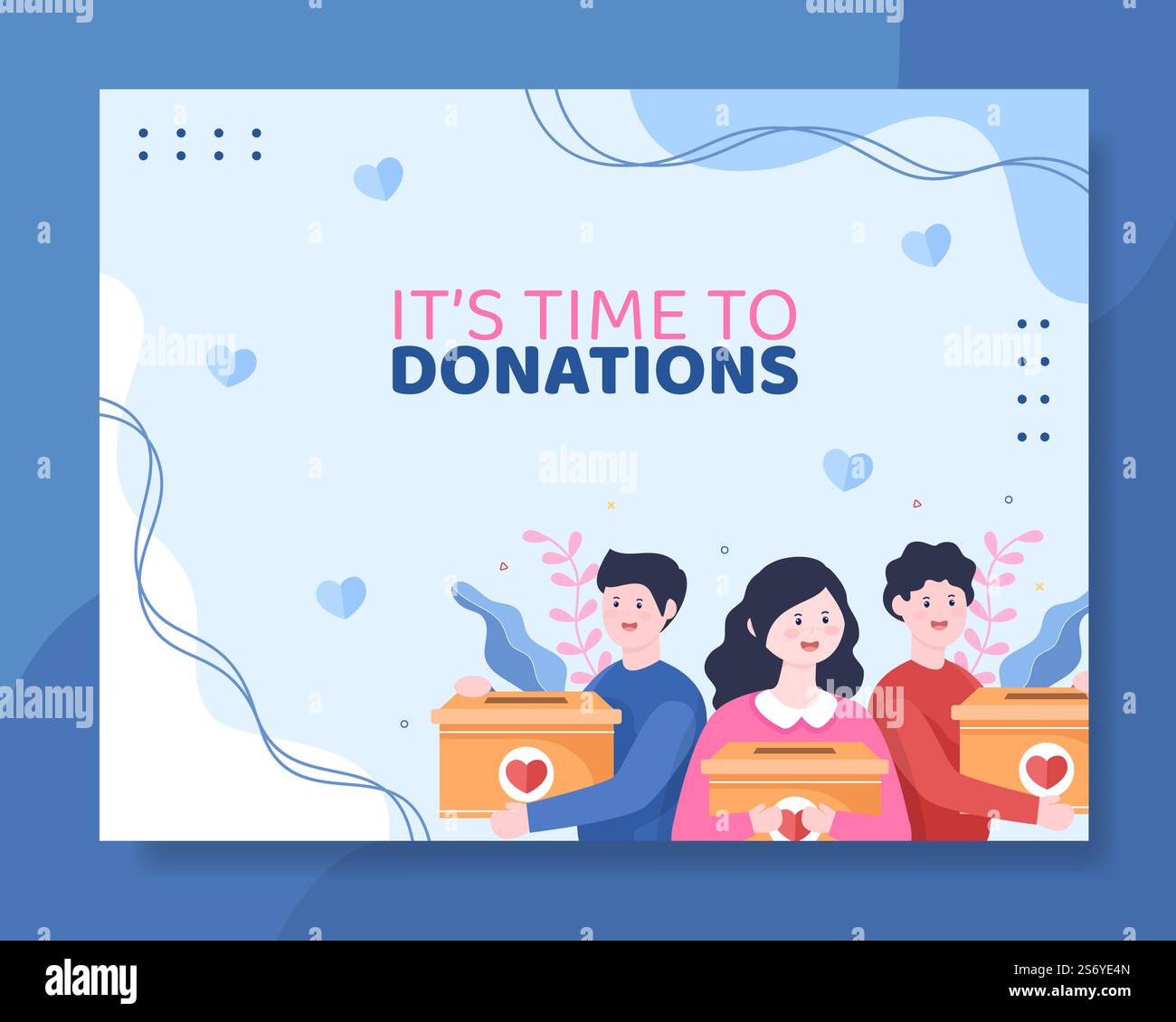 Beneficenza donazione Photocall modello Flat Cartoon sfondo Vector Illustrazione Illustrazione Vettoriale