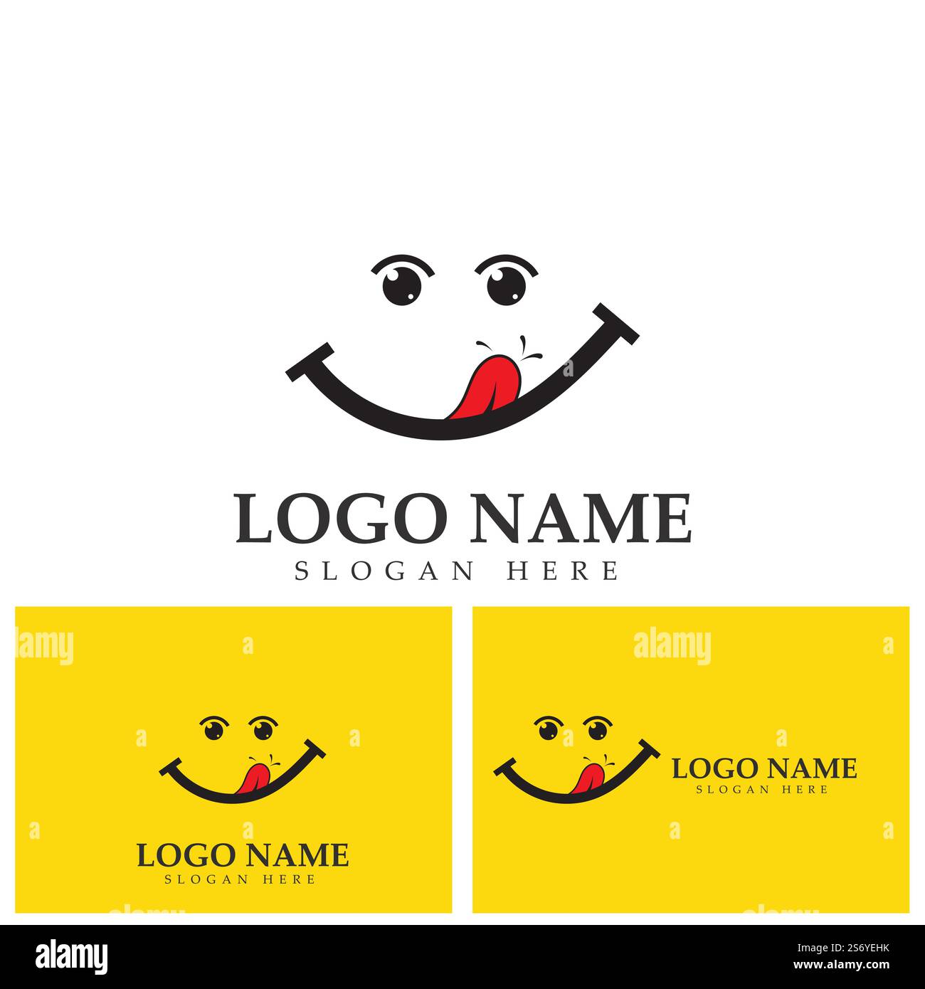 Logo immagine vettoriale Smile e modello di disegno illustrazione simbolo su sfondo giallo Illustrazione Vettoriale
