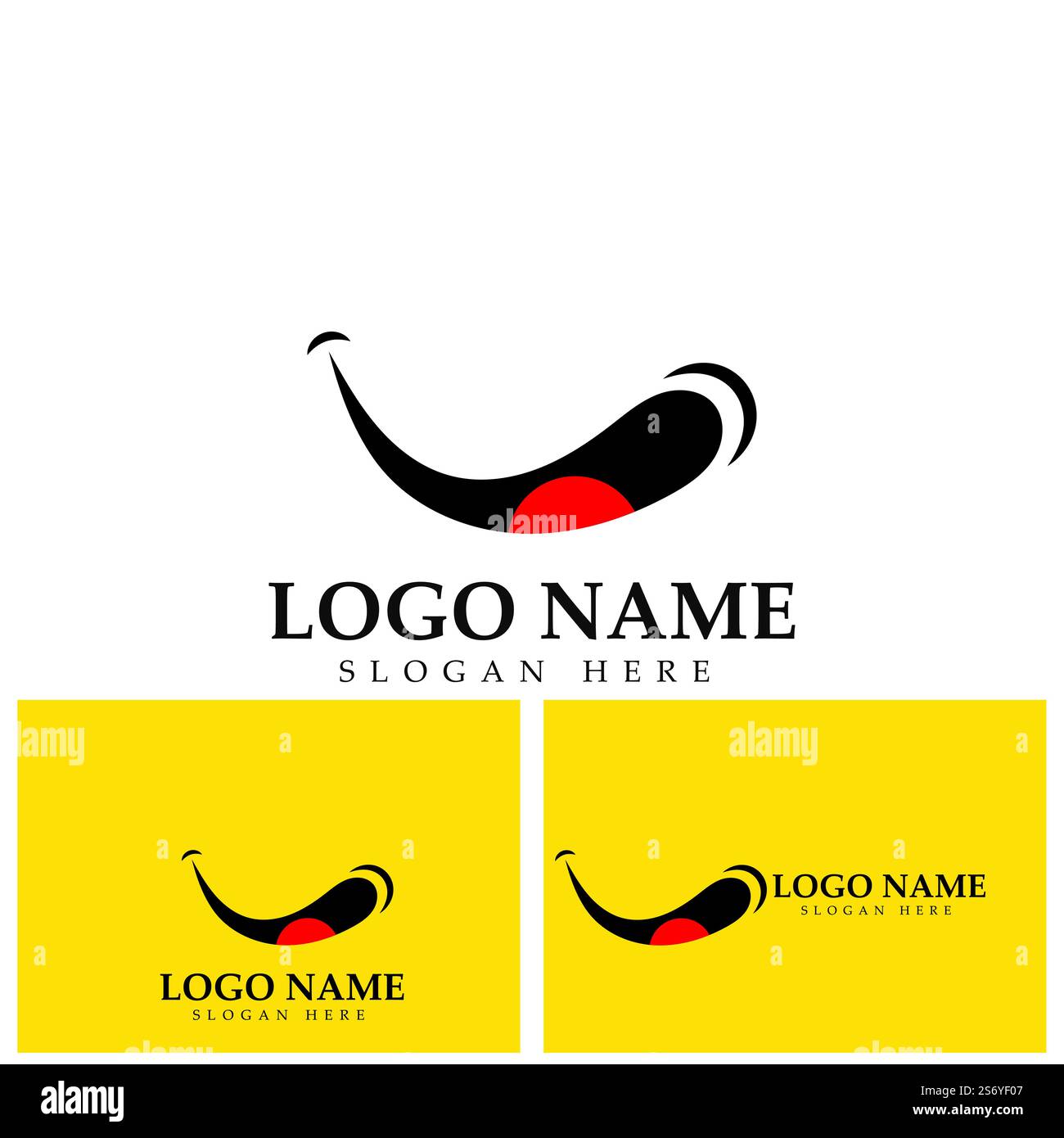 Logo immagine vettoriale Smile e modello di disegno illustrazione simbolo su sfondo giallo Illustrazione Vettoriale