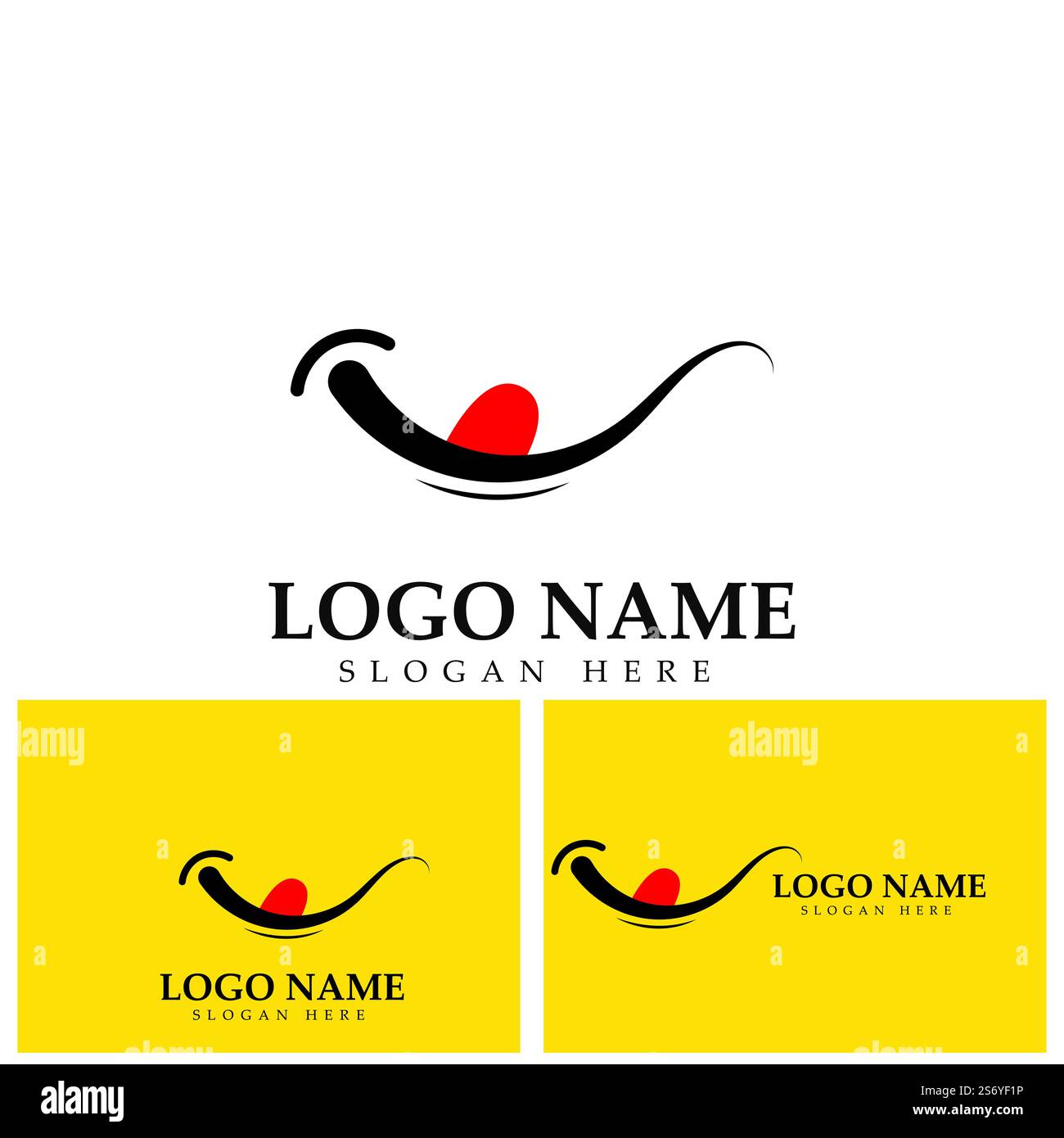 Logo immagine vettoriale Smile e modello di disegno illustrazione simbolo su sfondo giallo Illustrazione Vettoriale