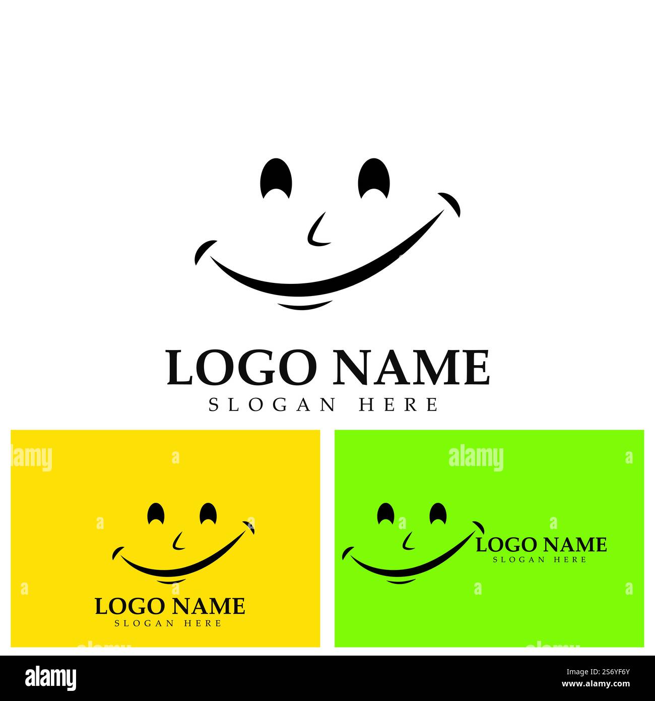 Logo immagine vettoriale Smile e modello di disegno illustrazione simbolo su sfondo giallo Illustrazione Vettoriale