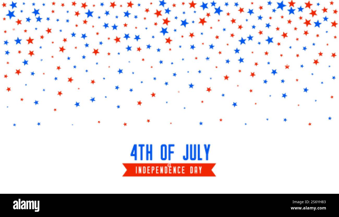4 luglio sfondo con stelle cadenti confetti Illustrazione Vettoriale