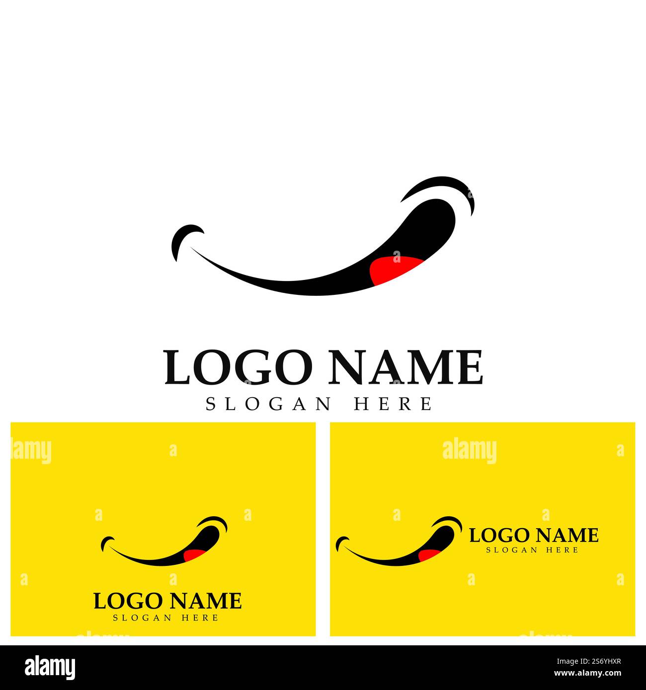 Logo immagine vettoriale Smile e modello di disegno illustrazione simbolo su sfondo giallo Illustrazione Vettoriale