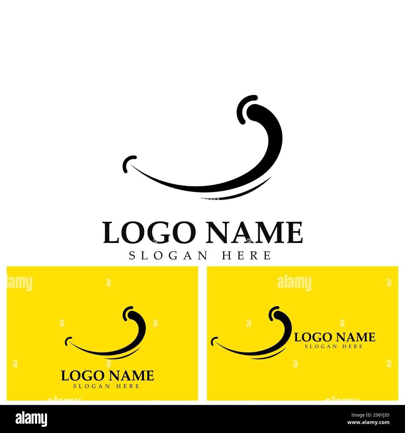 Logo immagine vettoriale Smile e modello di disegno illustrazione simbolo su sfondo giallo Illustrazione Vettoriale