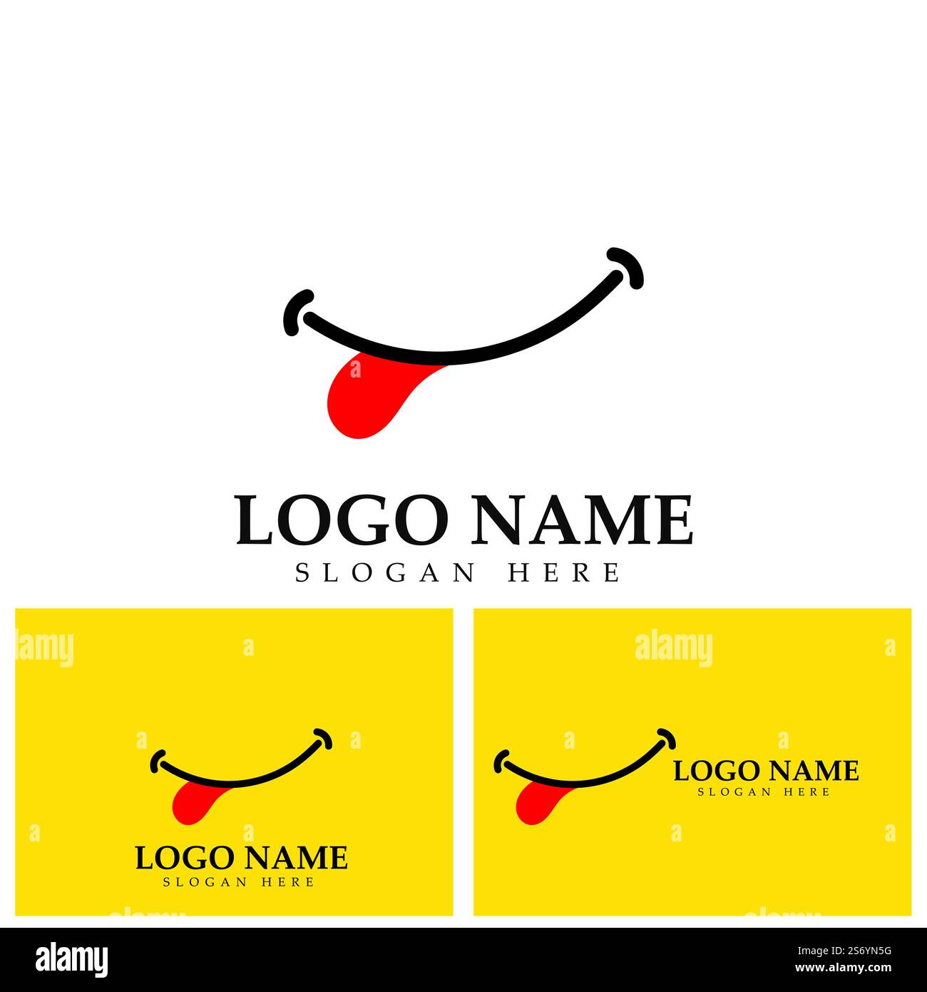 Logo immagine vettoriale Smile e modello di disegno illustrazione simbolo su sfondo giallo Illustrazione Vettoriale