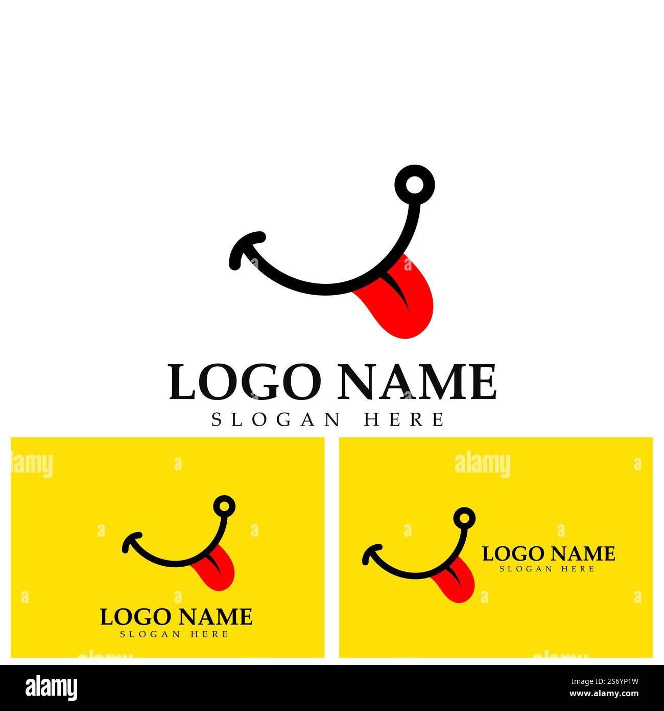 Logo immagine vettoriale Smile e modello di disegno illustrazione simbolo su sfondo giallo Illustrazione Vettoriale