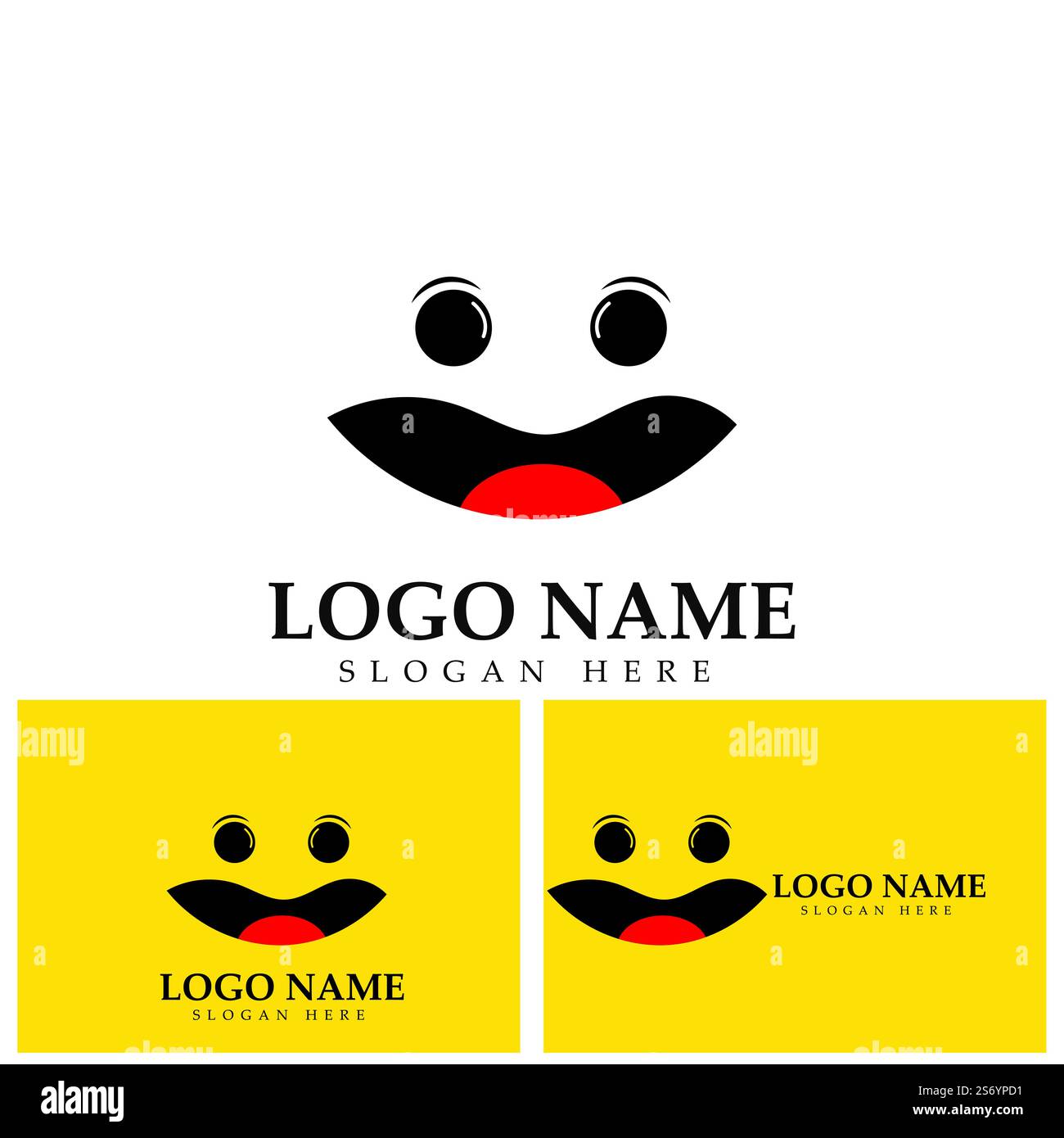 Logo immagine vettoriale Smile e modello di disegno illustrazione simbolo su sfondo giallo Illustrazione Vettoriale