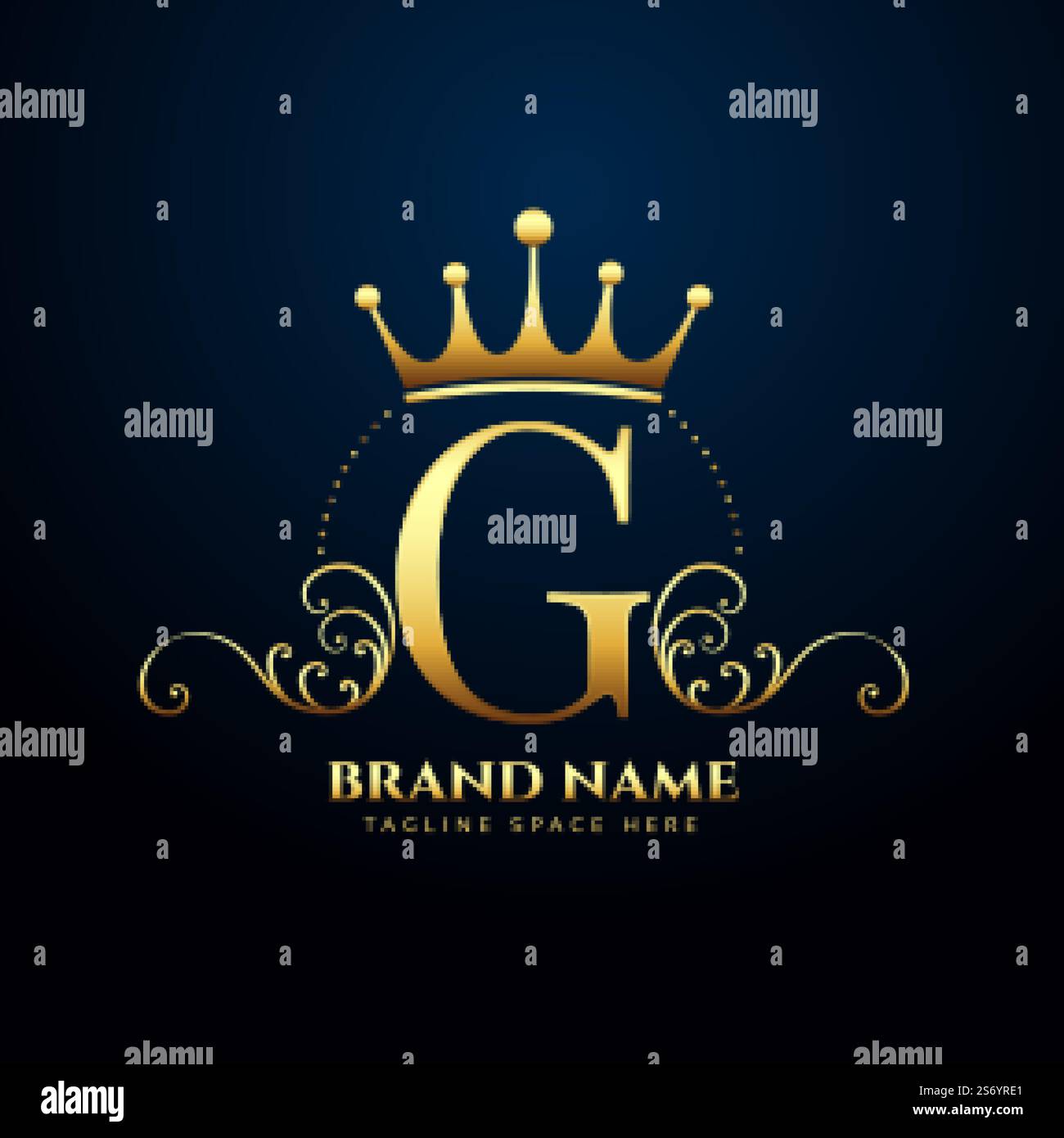 Design con logo a corona e floreale di alta qualità Letter G. Illustrazione Vettoriale