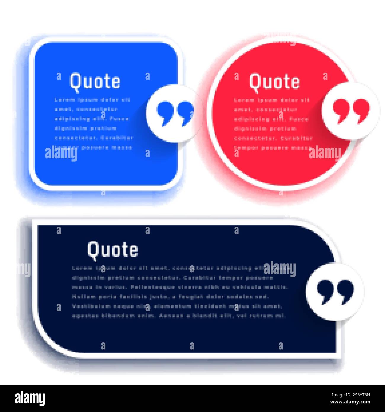 set di modelli di preventivi o di caselle testimoniali Illustrazione Vettoriale