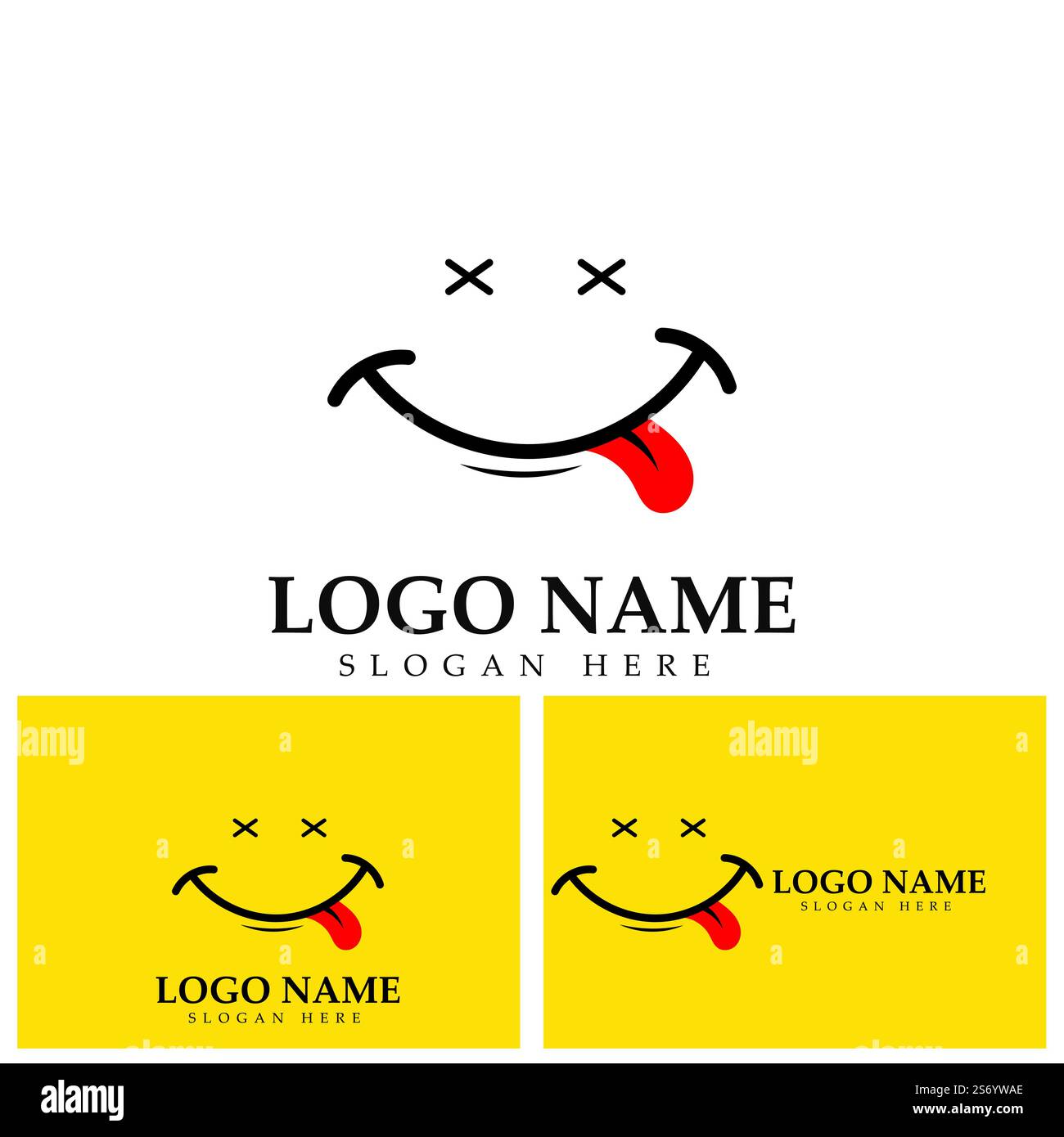 Logo immagine vettoriale Smile e modello di disegno illustrazione simbolo su sfondo giallo Illustrazione Vettoriale