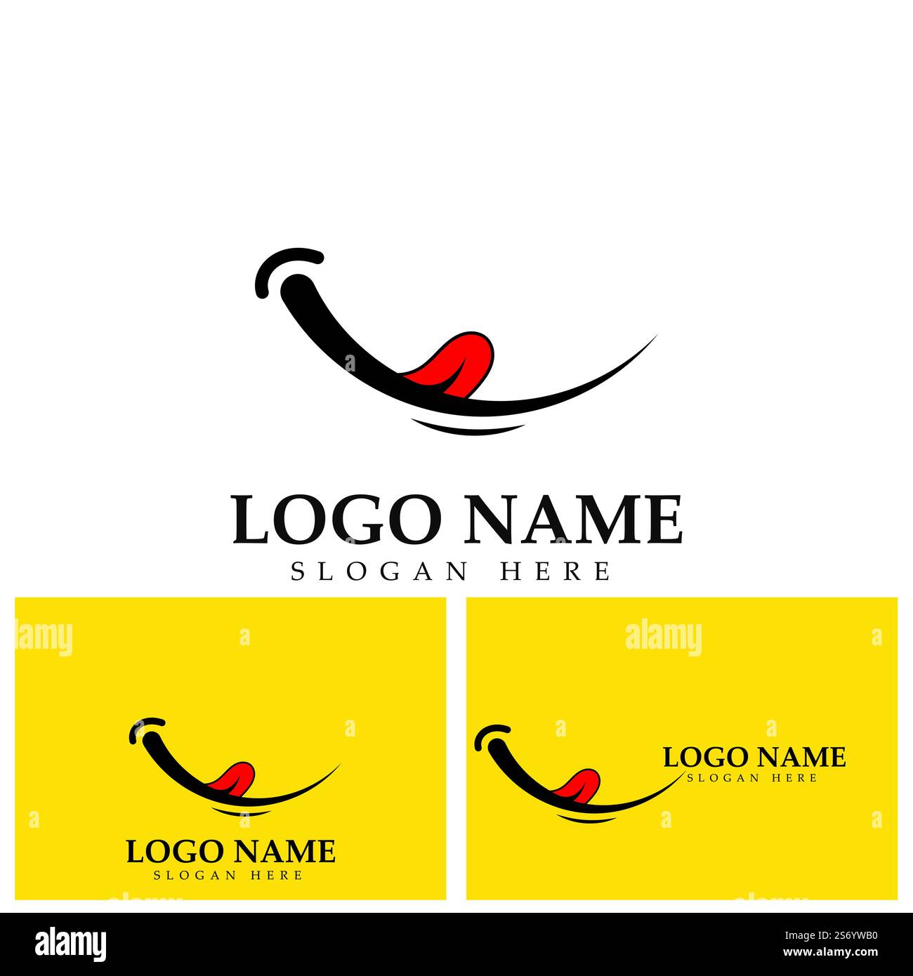 Logo immagine vettoriale Smile e modello di disegno illustrazione simbolo su sfondo giallo Illustrazione Vettoriale