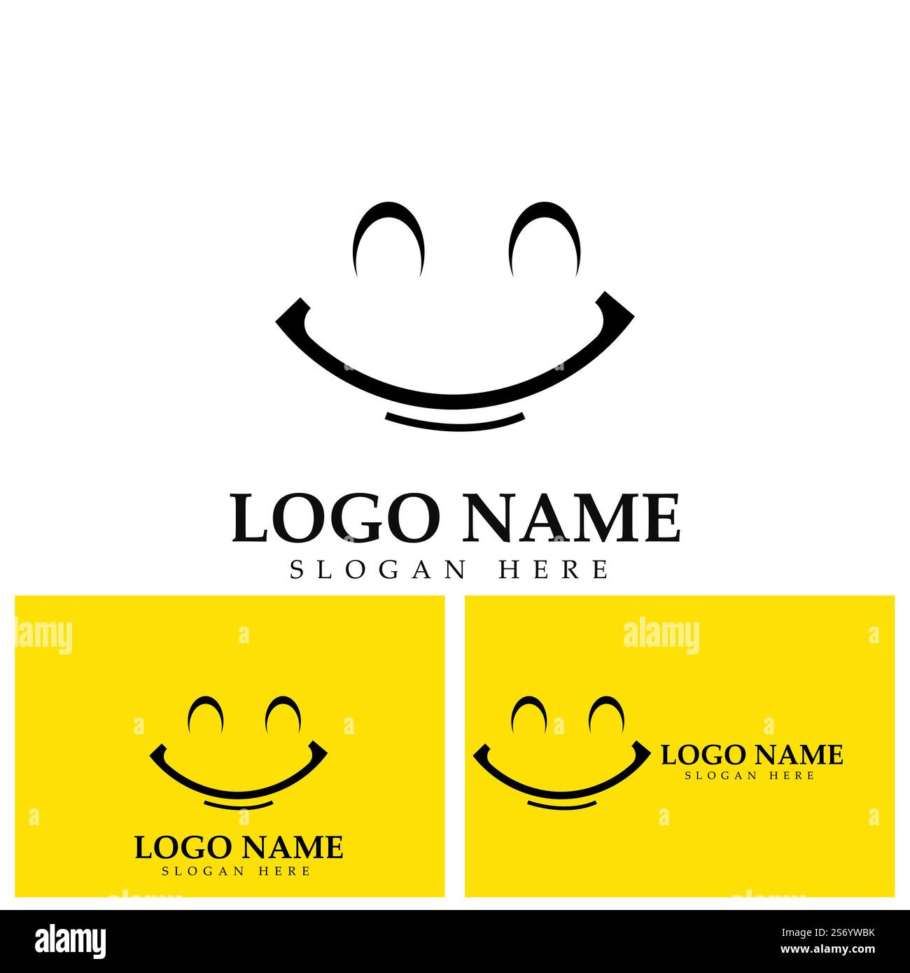 Logo immagine vettoriale Smile e modello di disegno illustrazione simbolo su sfondo giallo Illustrazione Vettoriale