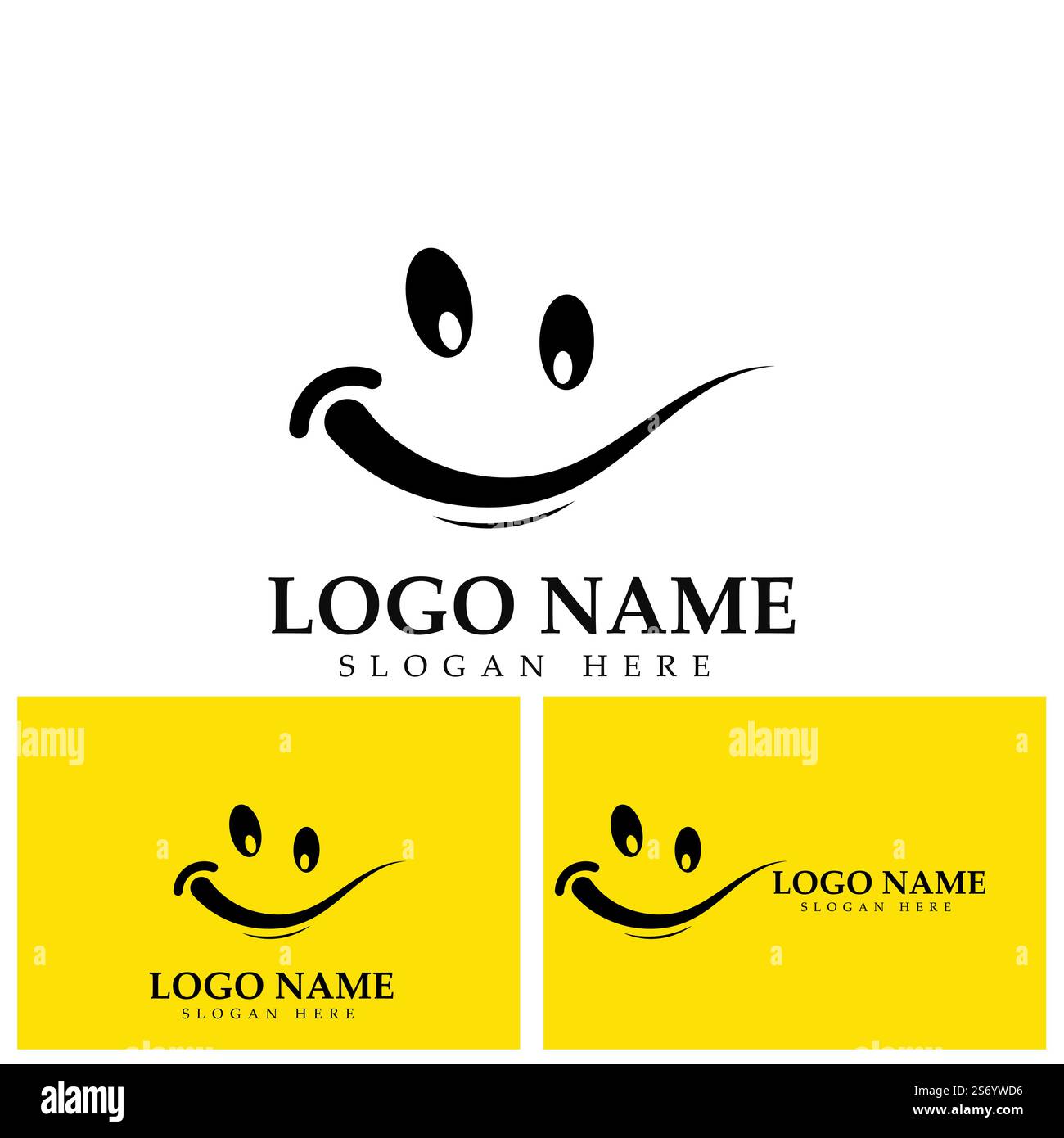 Logo immagine vettoriale Smile e modello di disegno illustrazione simbolo su sfondo giallo Illustrazione Vettoriale