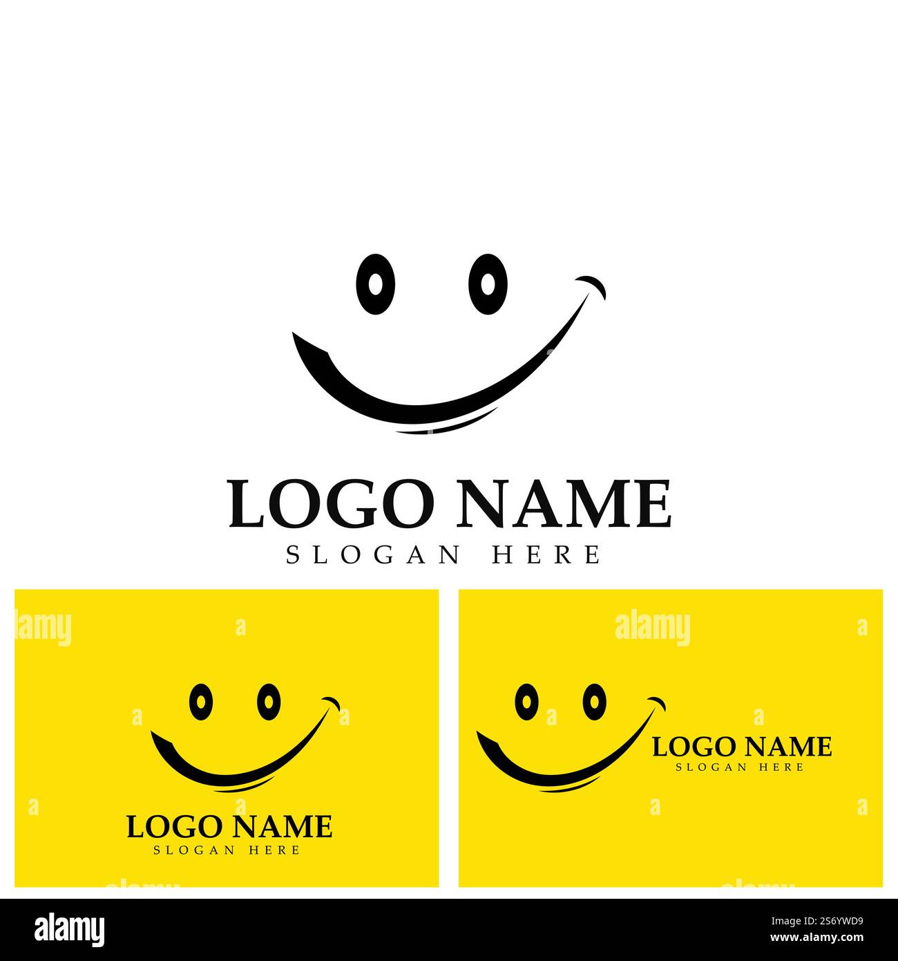 Logo immagine vettoriale Smile e modello di disegno illustrazione simbolo su sfondo giallo Illustrazione Vettoriale